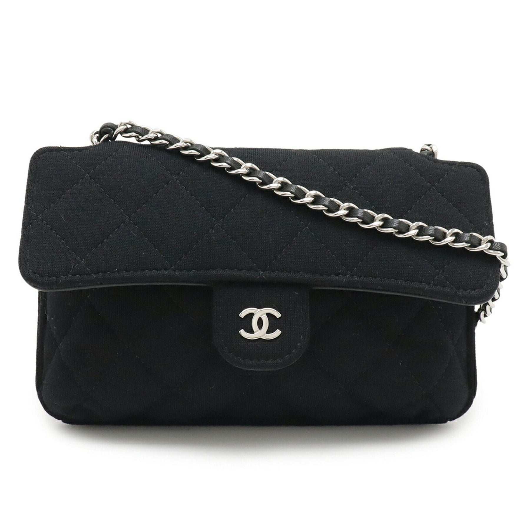CHANEL Matelasse Coco Mark Eco Tote Bag with Chain Shoulder Strap, Cotton Jersey, Nylon, and Leather, Black