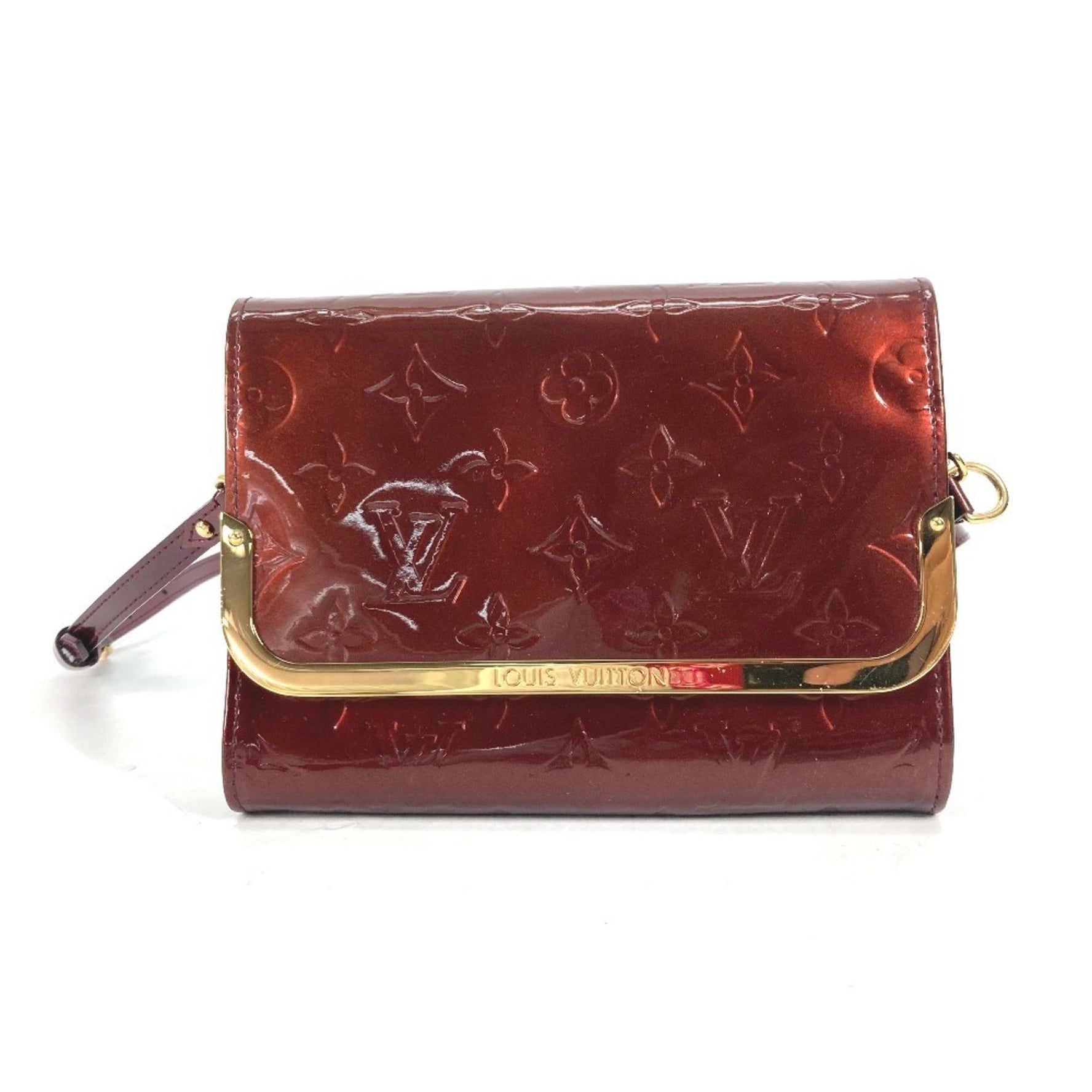 LOUIS VUITTON M91547 Monogram Vernis Rossmore PM 2-Way Bag, Shoulder Bag/Clutch Vernis, Women's, Rouge Fauvist, Purple