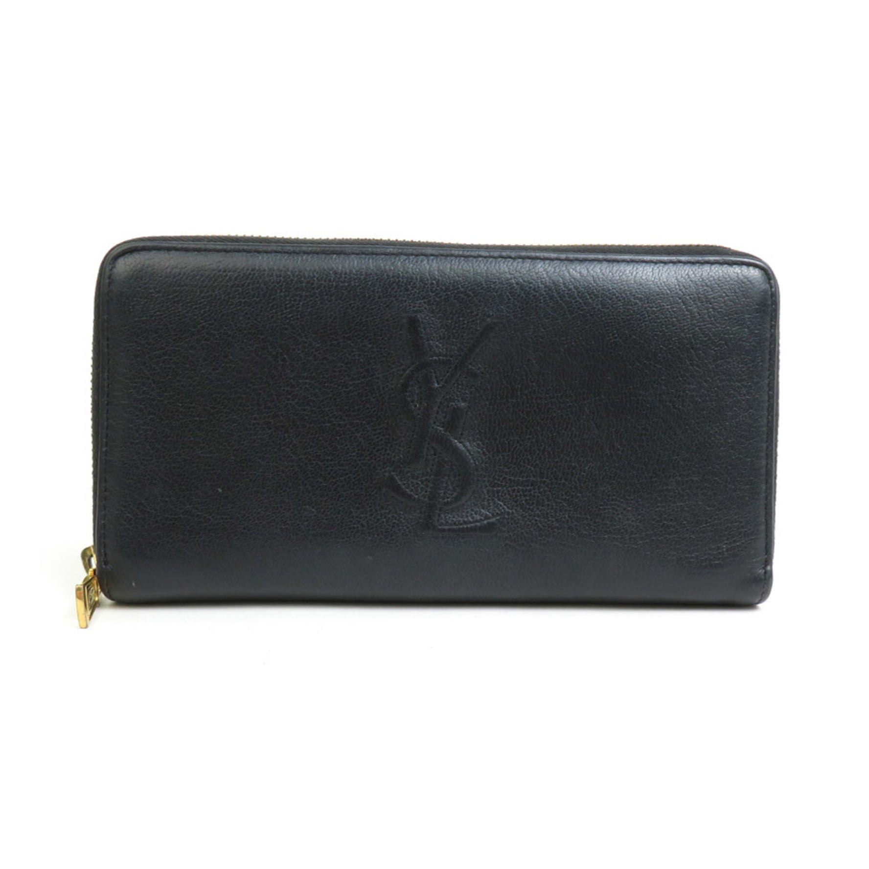 Saint Laurent SAINT LAURENT Round Long Wallet Leather Black Unisex h30213f