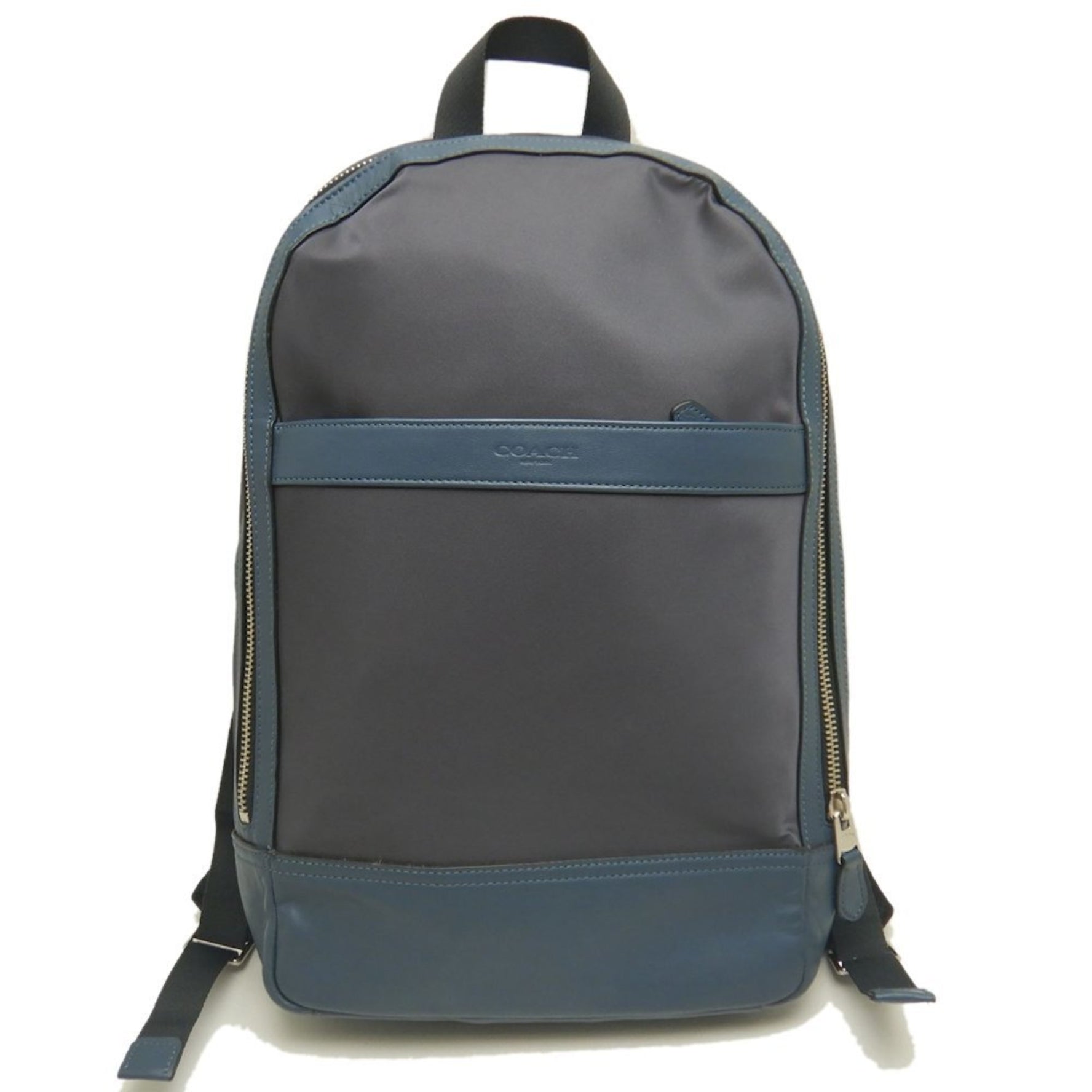 COACH Backpack Nylon x Leather Blue Grey Outlet