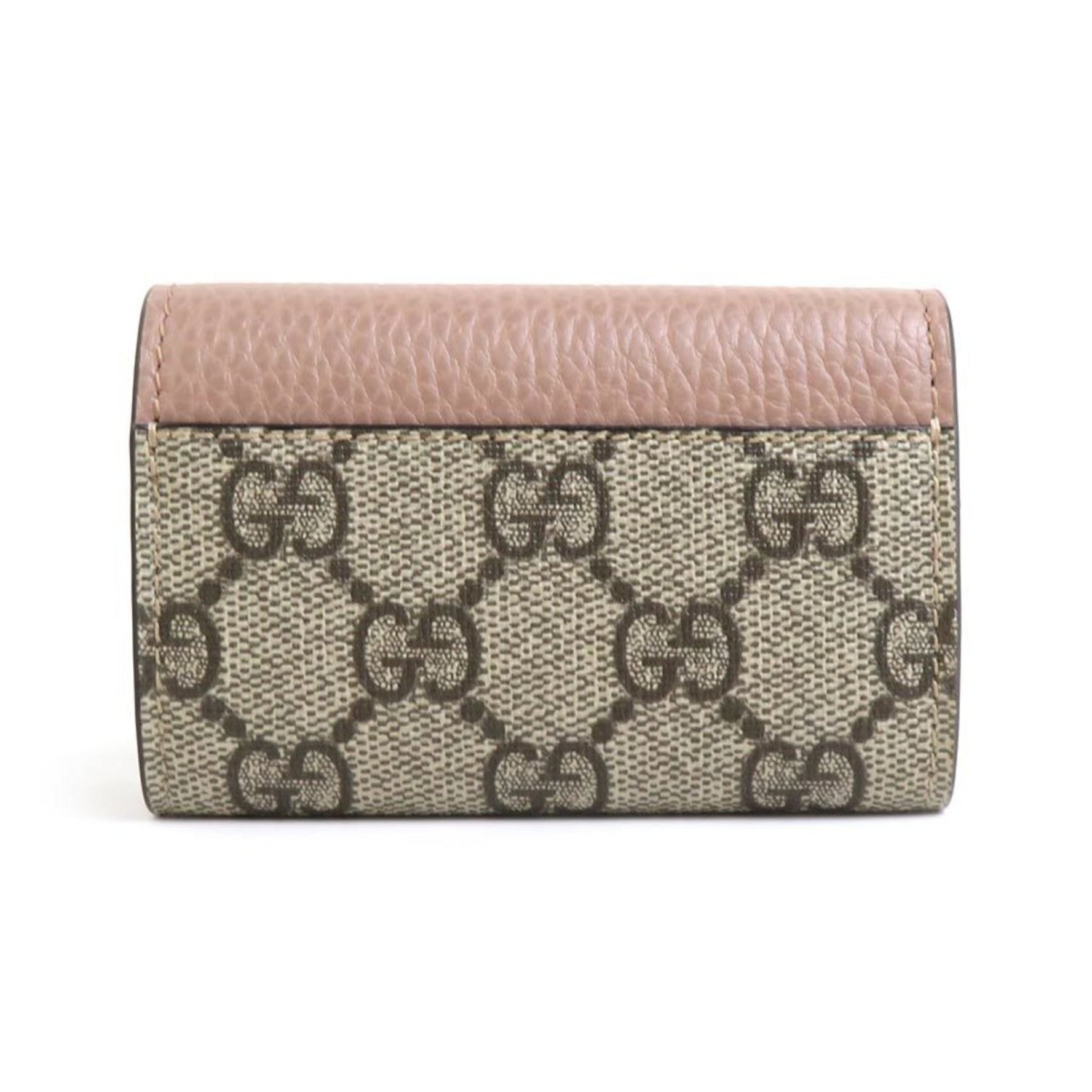 GUCCI Key Case GG Marmont Supreme Canvas Leather Pink x Brown Men's Women's h30848f