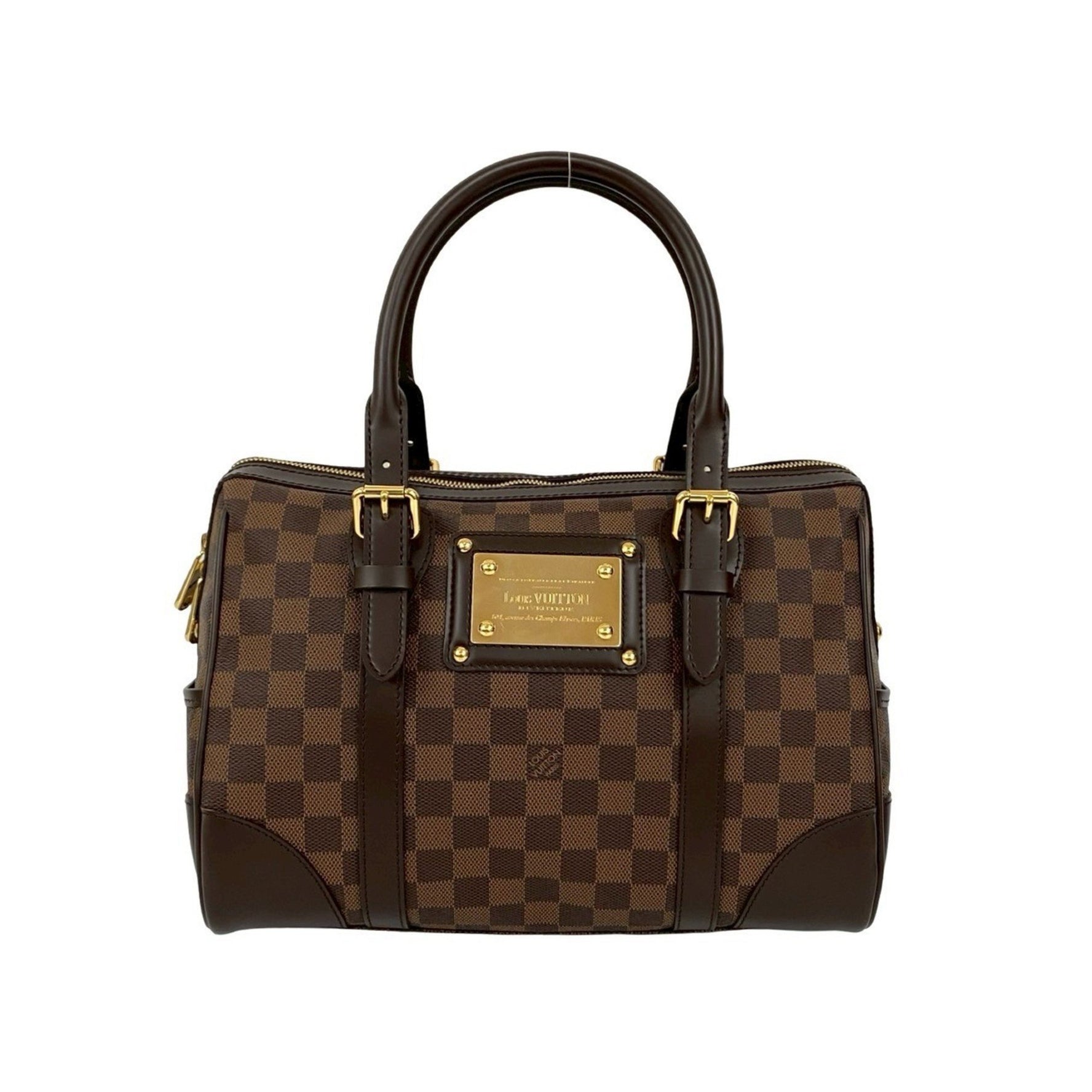 Unused, stored Louis Vuitton Berkeley Damier leather handbag, mini Boston bag, tote