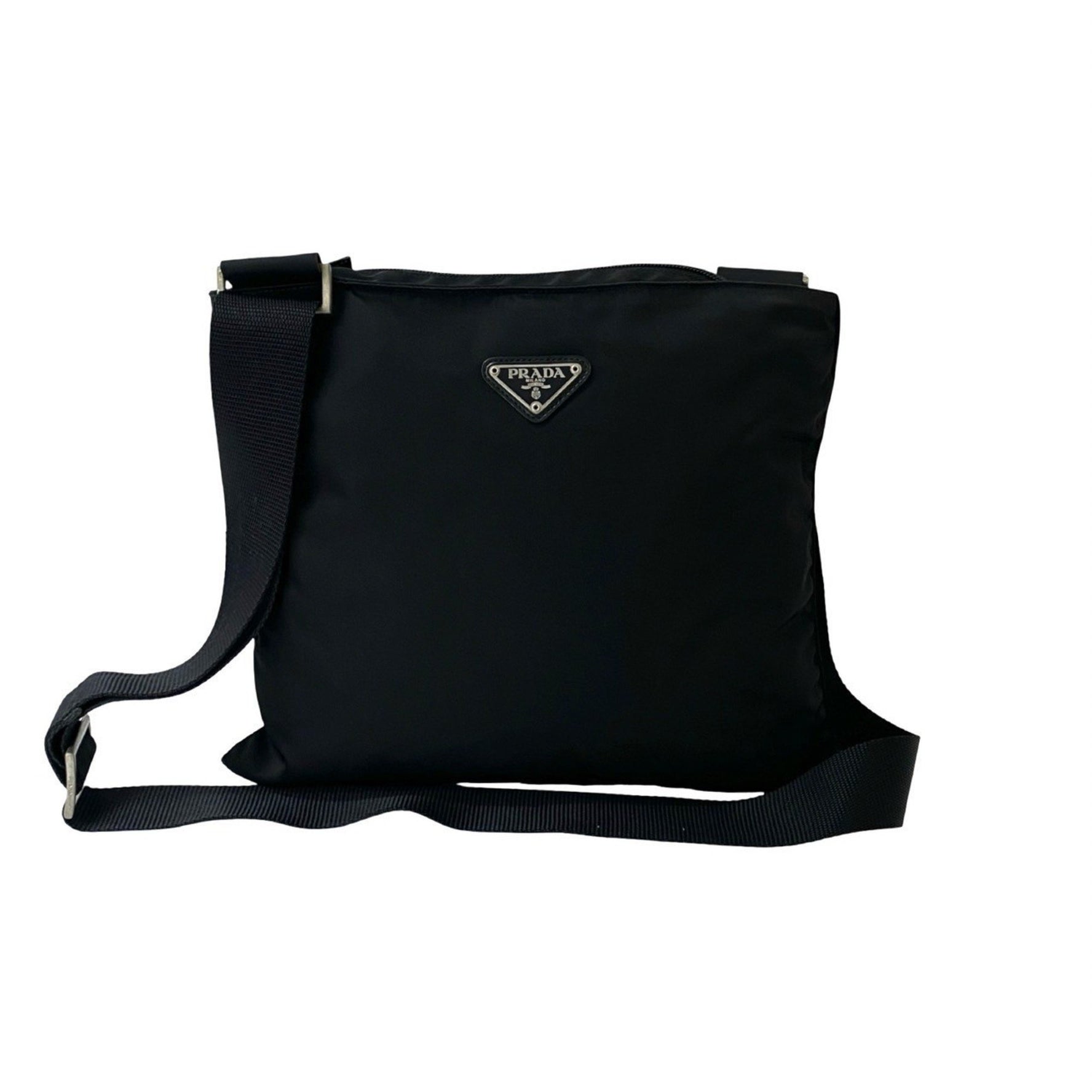 PRADA triangle logo plate hardware Tessuto nylon shoulder bag/pouch/sacoche in