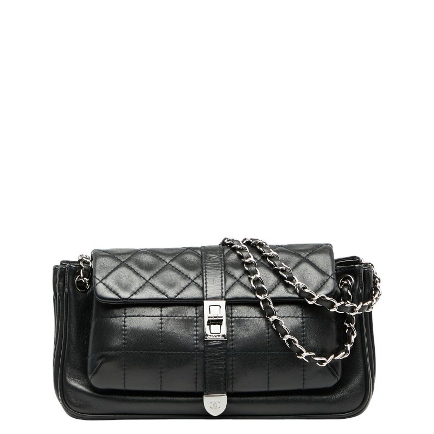 CHANEL Matelasse 2.55 Chocolate Bar Chain Shoulder Bag in Lambskin