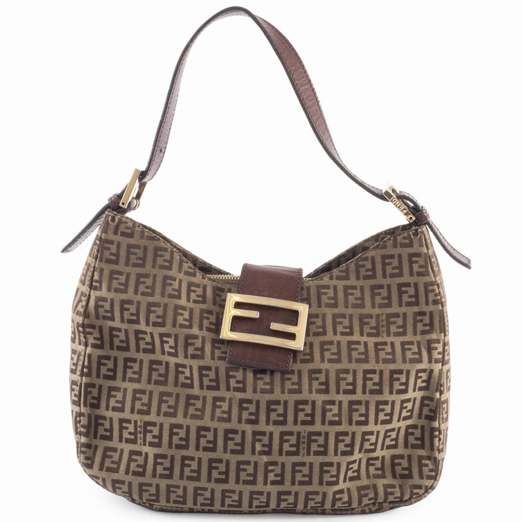 Fendi Zucca Shoulder Bag Canvas/Leather
