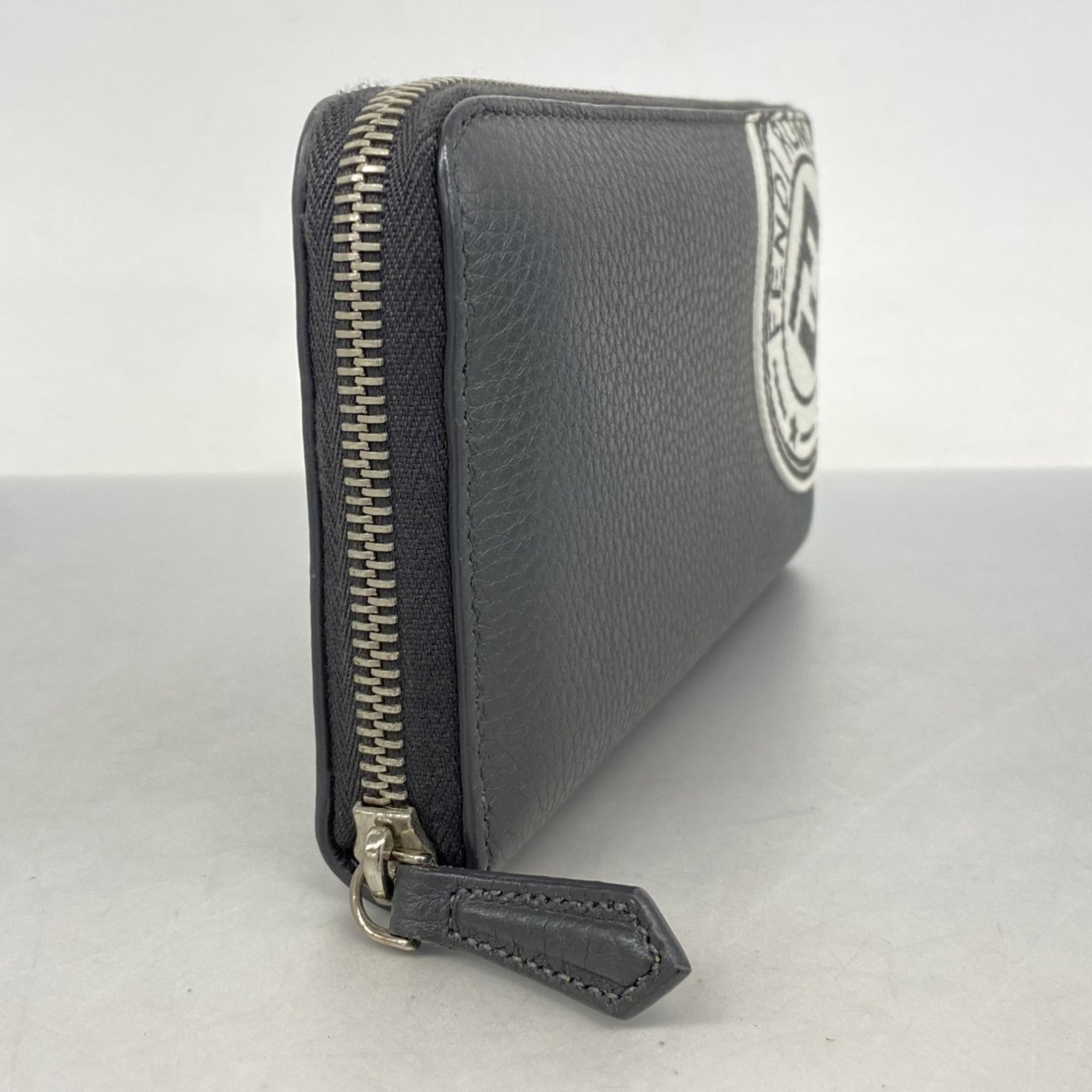 Fendi long wallet leather black white
