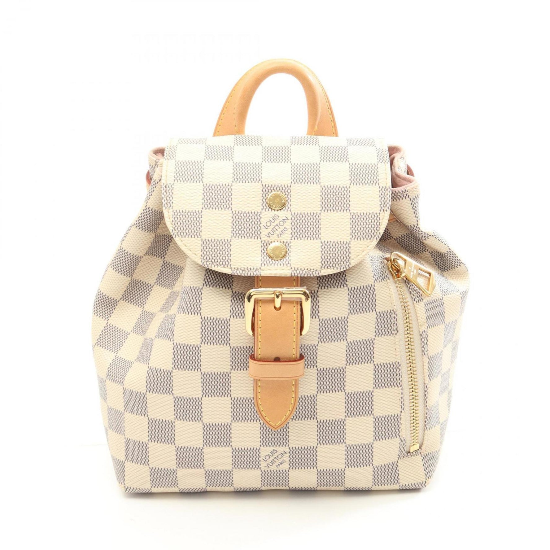 Louis Vuitton Speron BB Damier Azur Backpack Coated Canvas Leather White