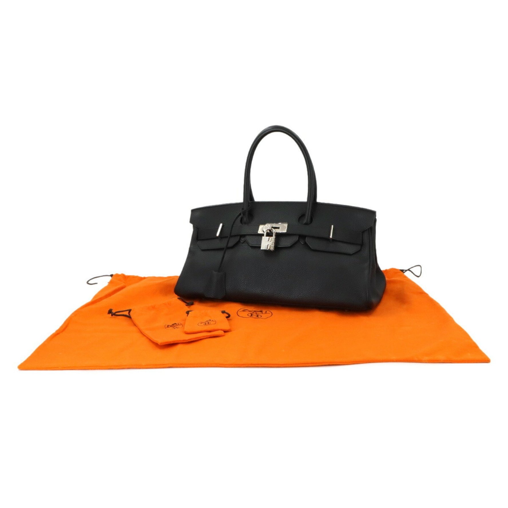Hermes HERMES Shoulder Birkin 42 Taurillon Clemence Black Handbag □H Stamp Silver Hardware