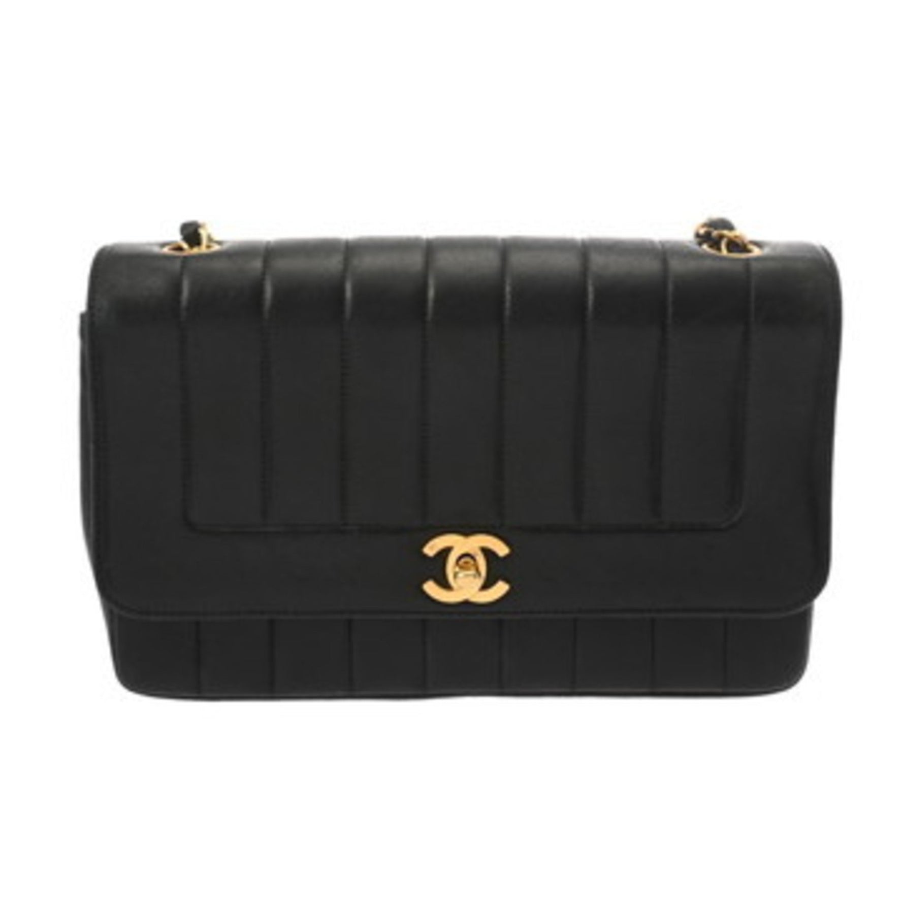 CHANEL Mademoiselle Chain Shoulder Bag, Lambskin, B-Rank, Pre-Owned, Ginzo