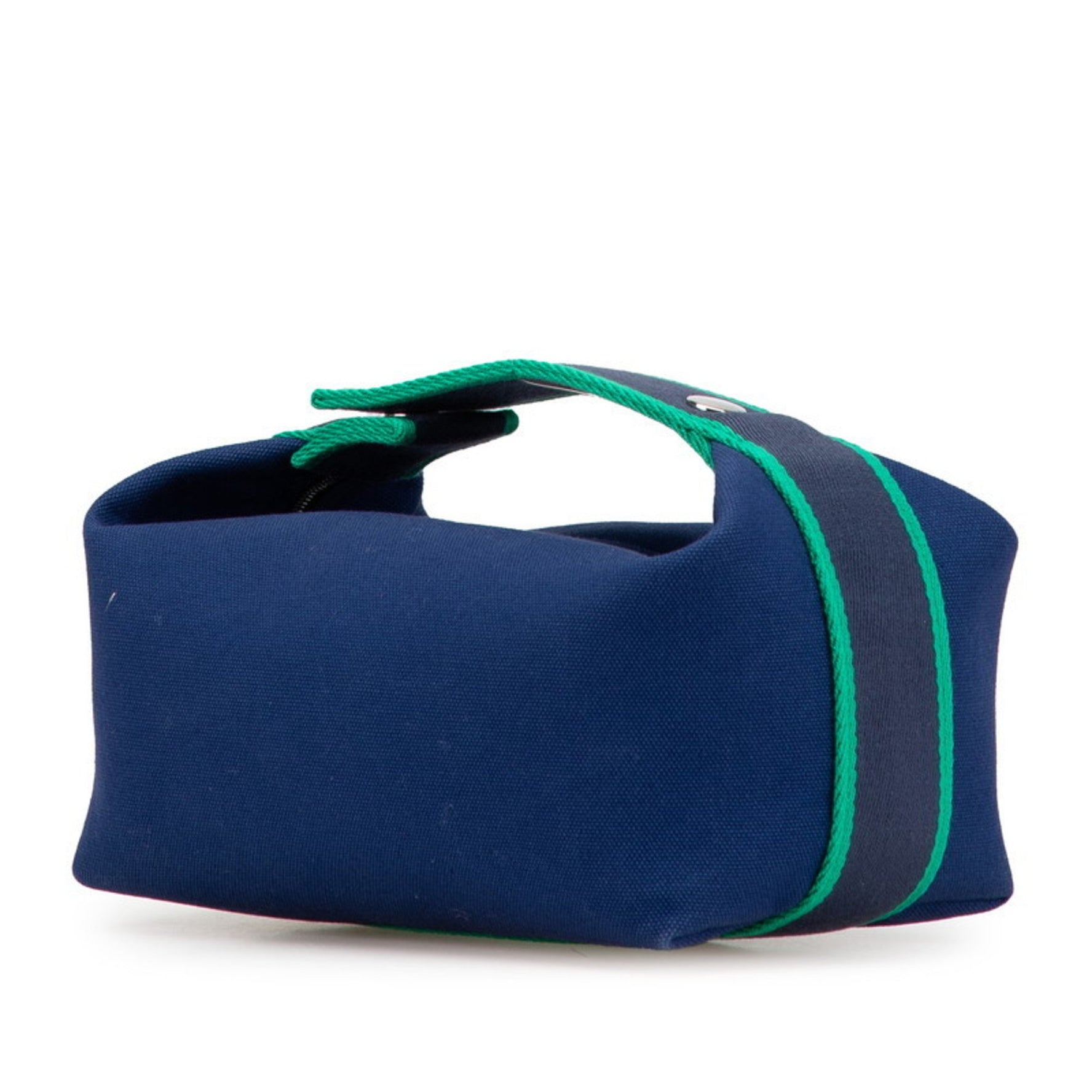Hermes Brid A Black PM Pouch Handbag Navy Green Cotton Women's HERMES