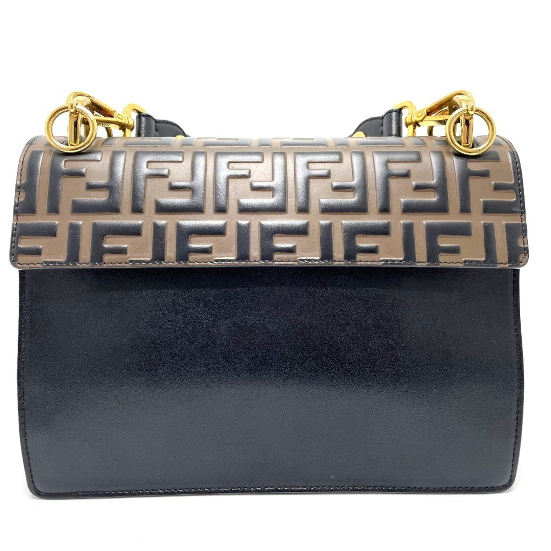 FENDI FF Zucca Canai Shoulder Bag/Handbag Leather Brown/Black