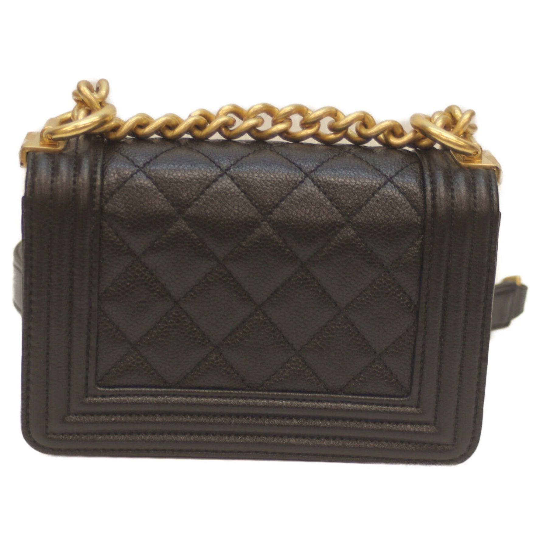 CHANEL Caviar Leather Mini Boy 15 Chain Shoulder Bag with G Hardware