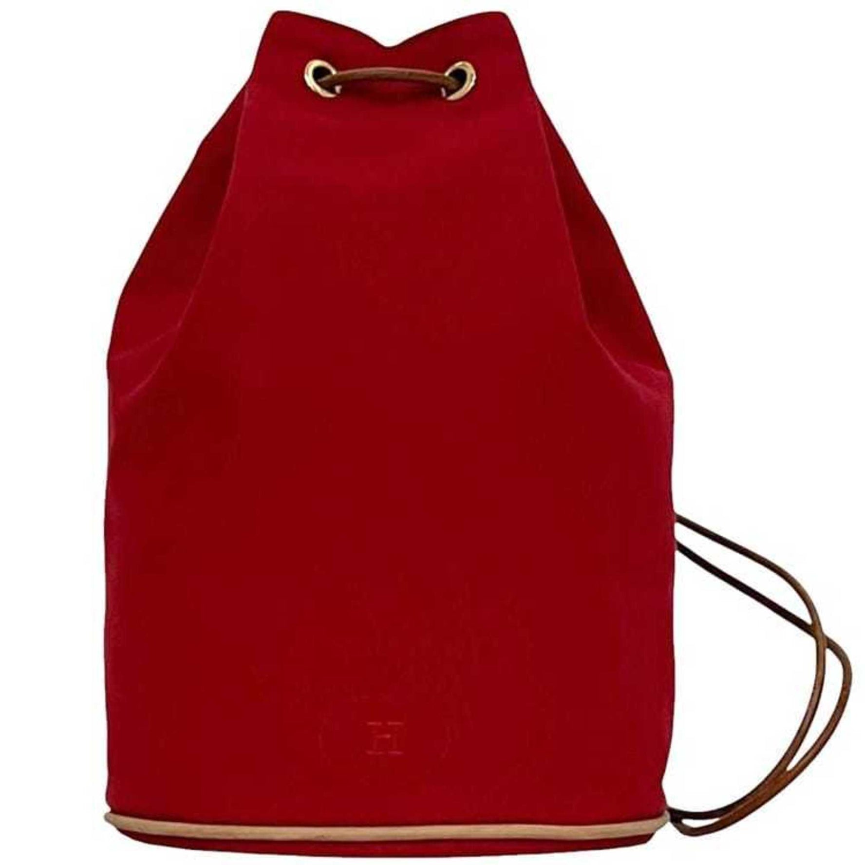 Hermes Hermès Polochon Mimir PM Backpack Red Cotton H Embroidered Canvas