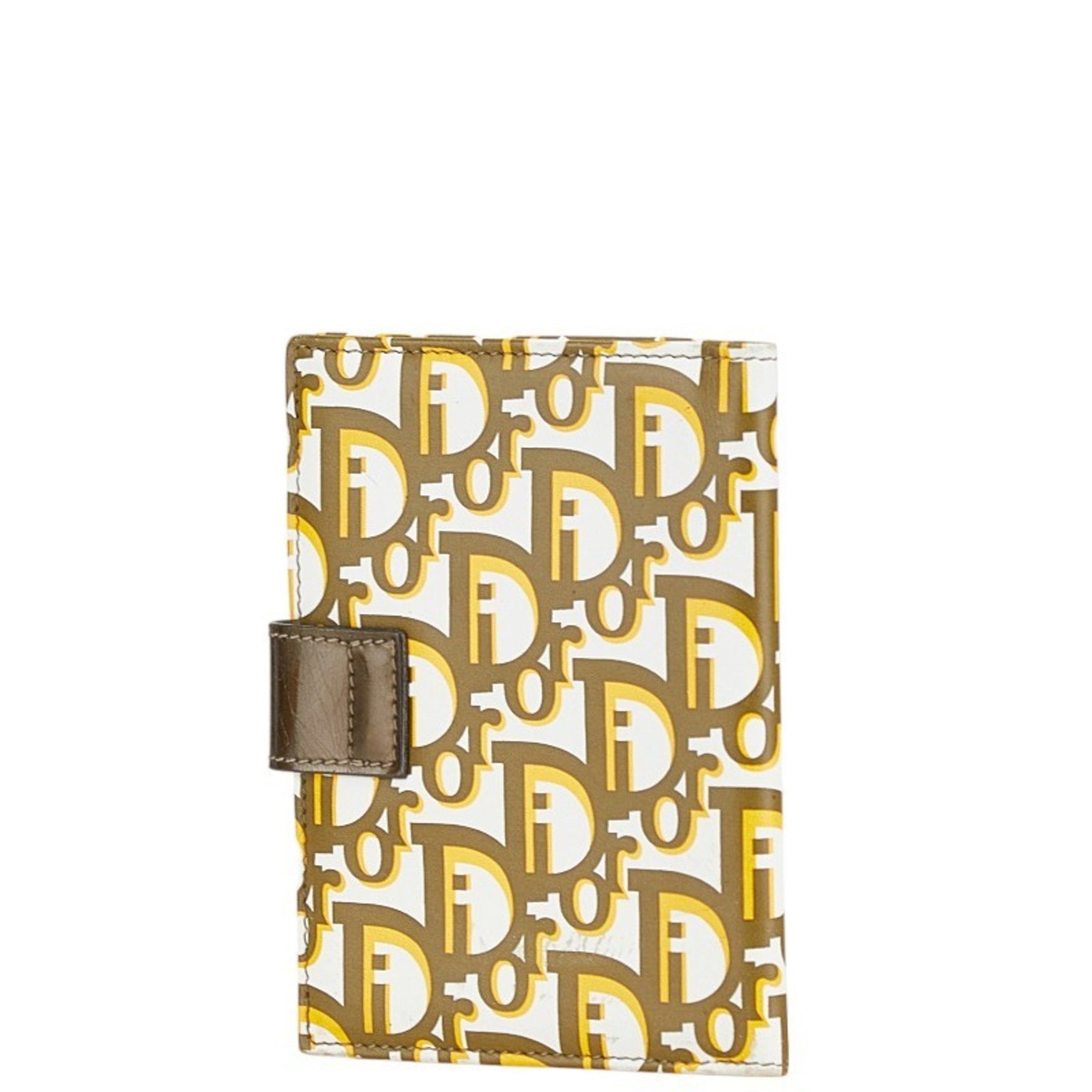 Christian Dior Dior Trotter Notebook Cover White Khaki Leather Enamel
