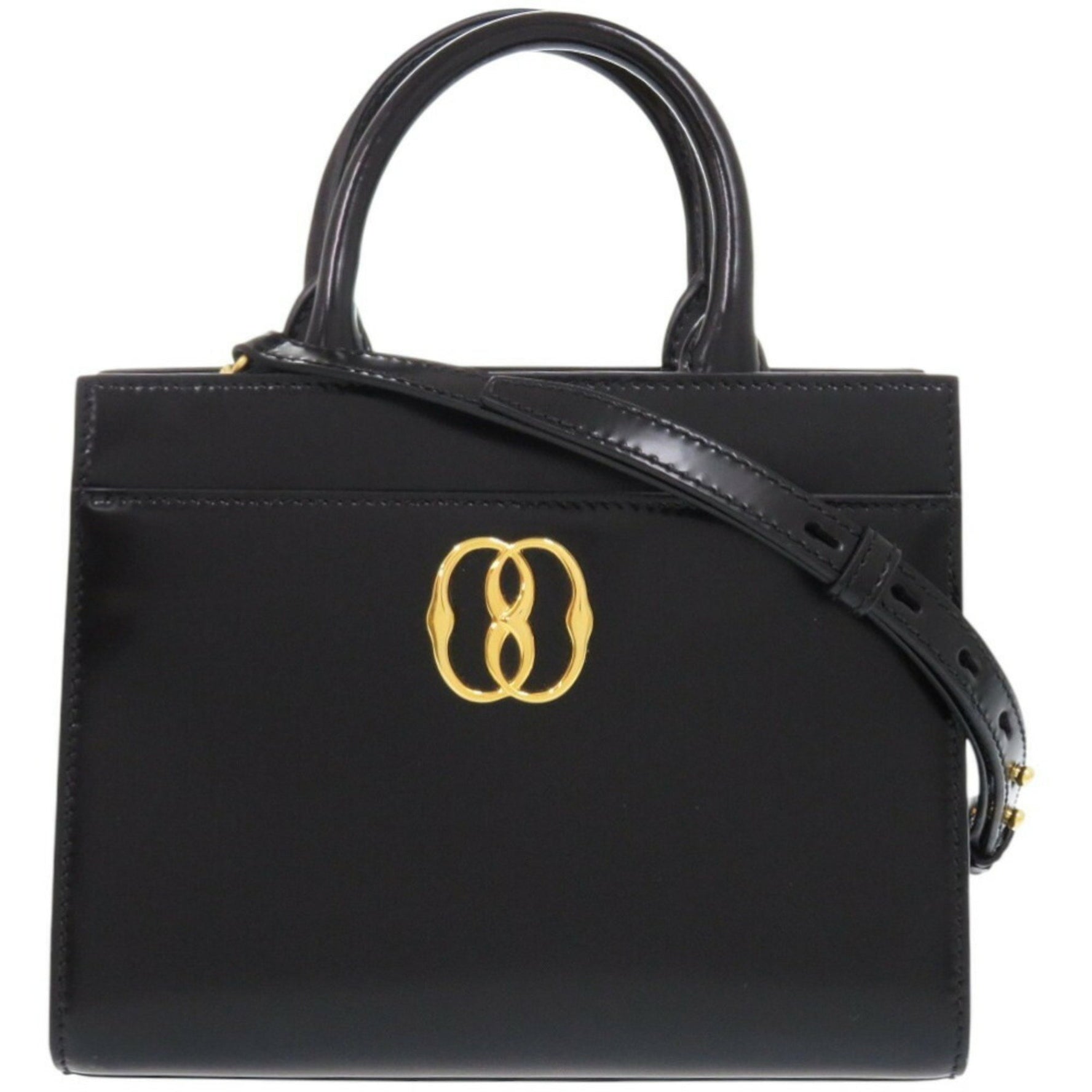 Unused Bally Emblem Small Palace Tote Bag in patent leather and canvas, black. 1790