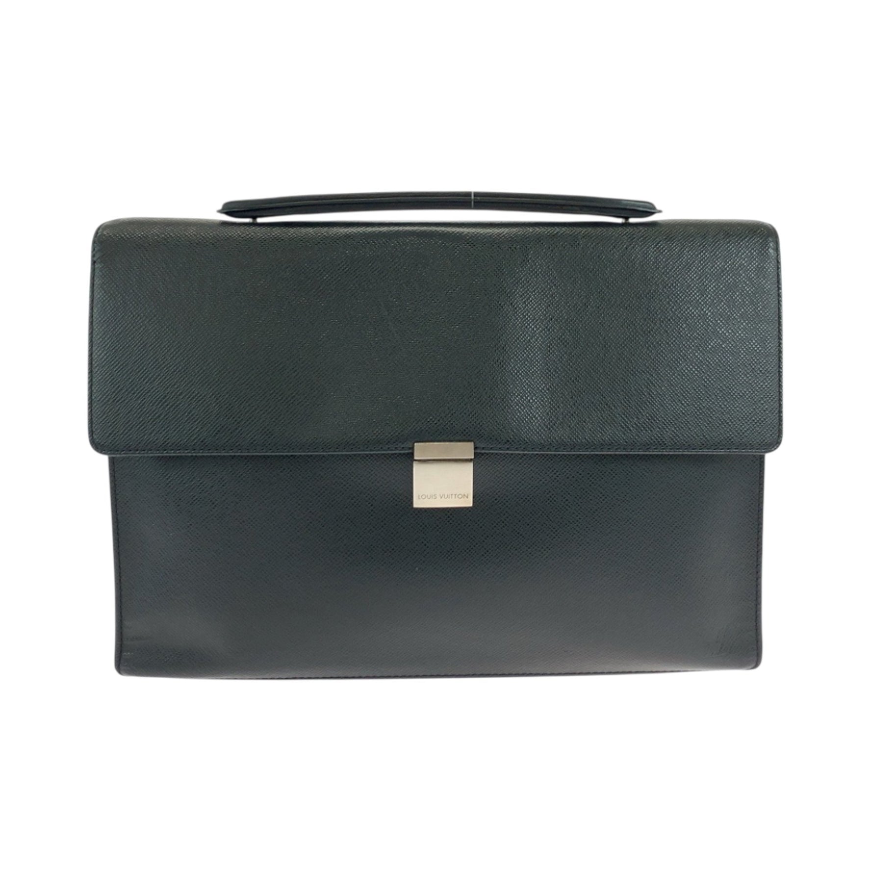 Louis Vuitton Taiga Angara Ardoise Black Silver Hardware Business Bag Handbag