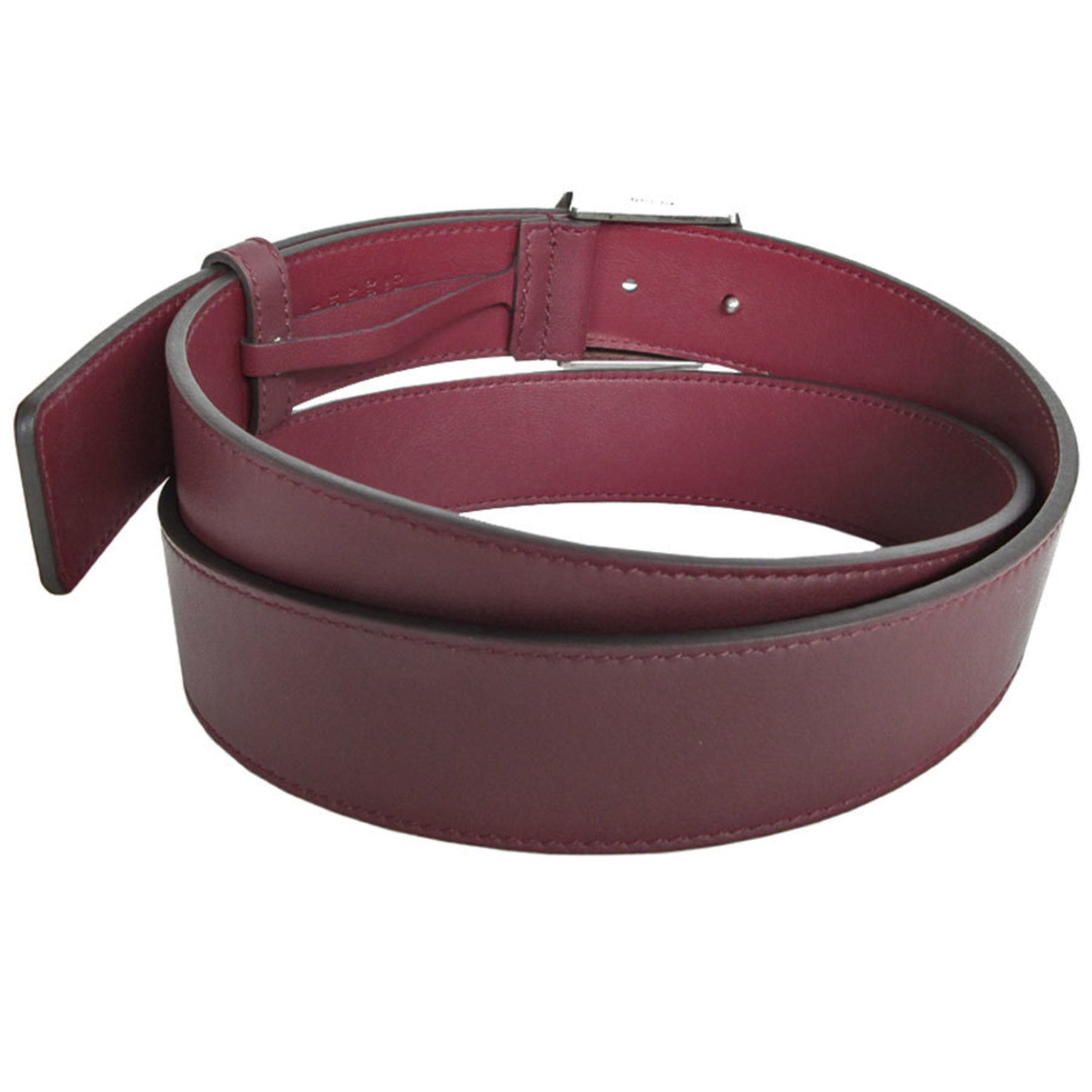 GUCCI Belt Leather Metal Burgundy Silver