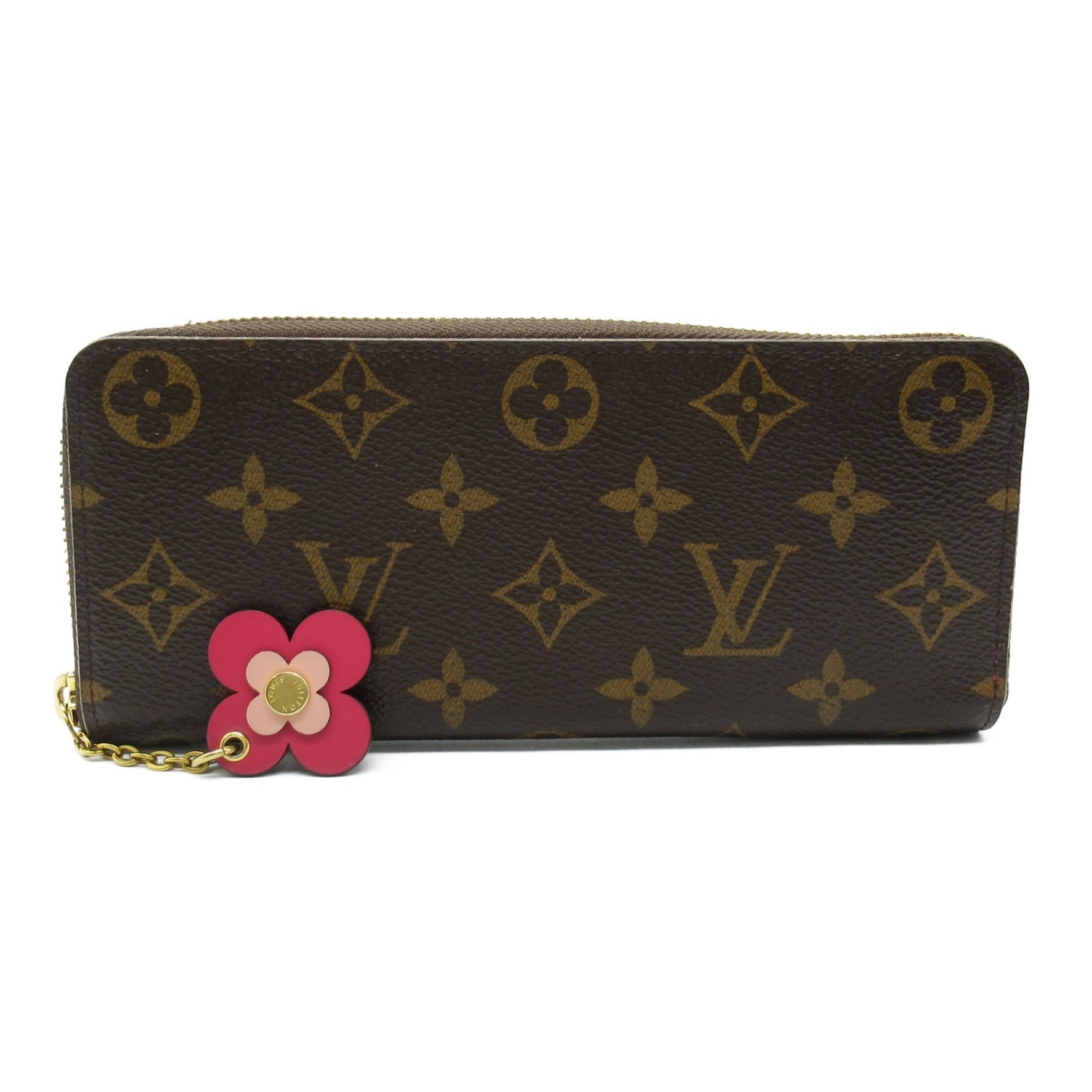 Louis Vuitton LOUIS VUITTON Portefeuille Clemence Flower Round Long Wallet Coated Canvas Monogram Women's Brown M64201