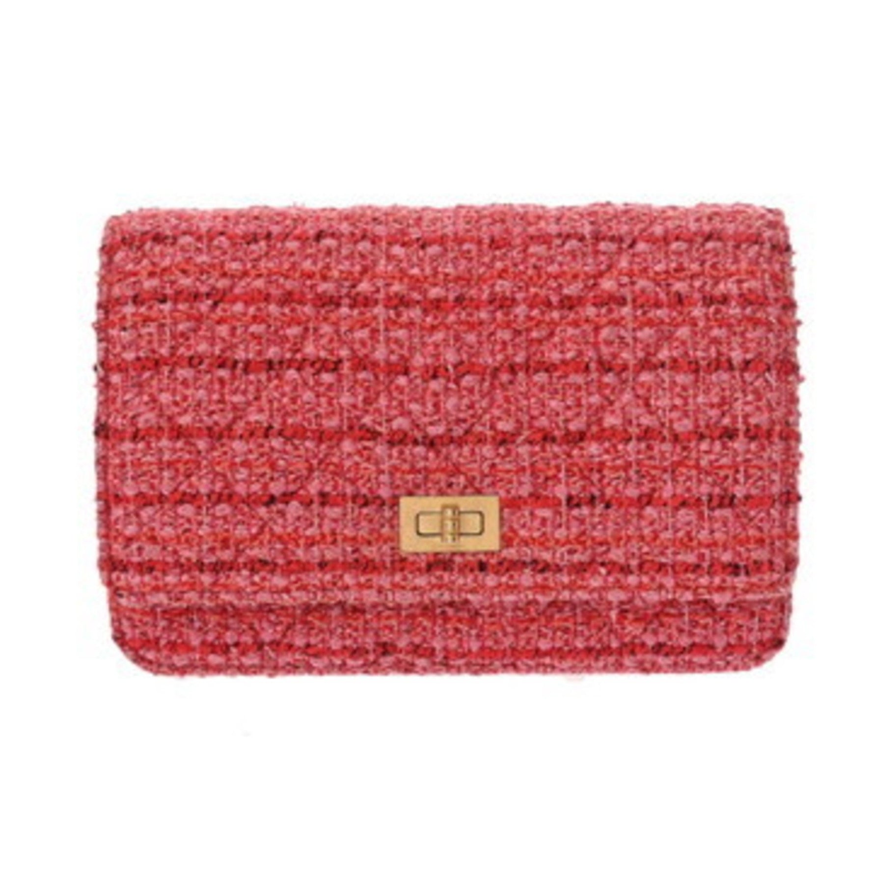 CHANEL Chain Wallet Red Tweed Shoulder Bag