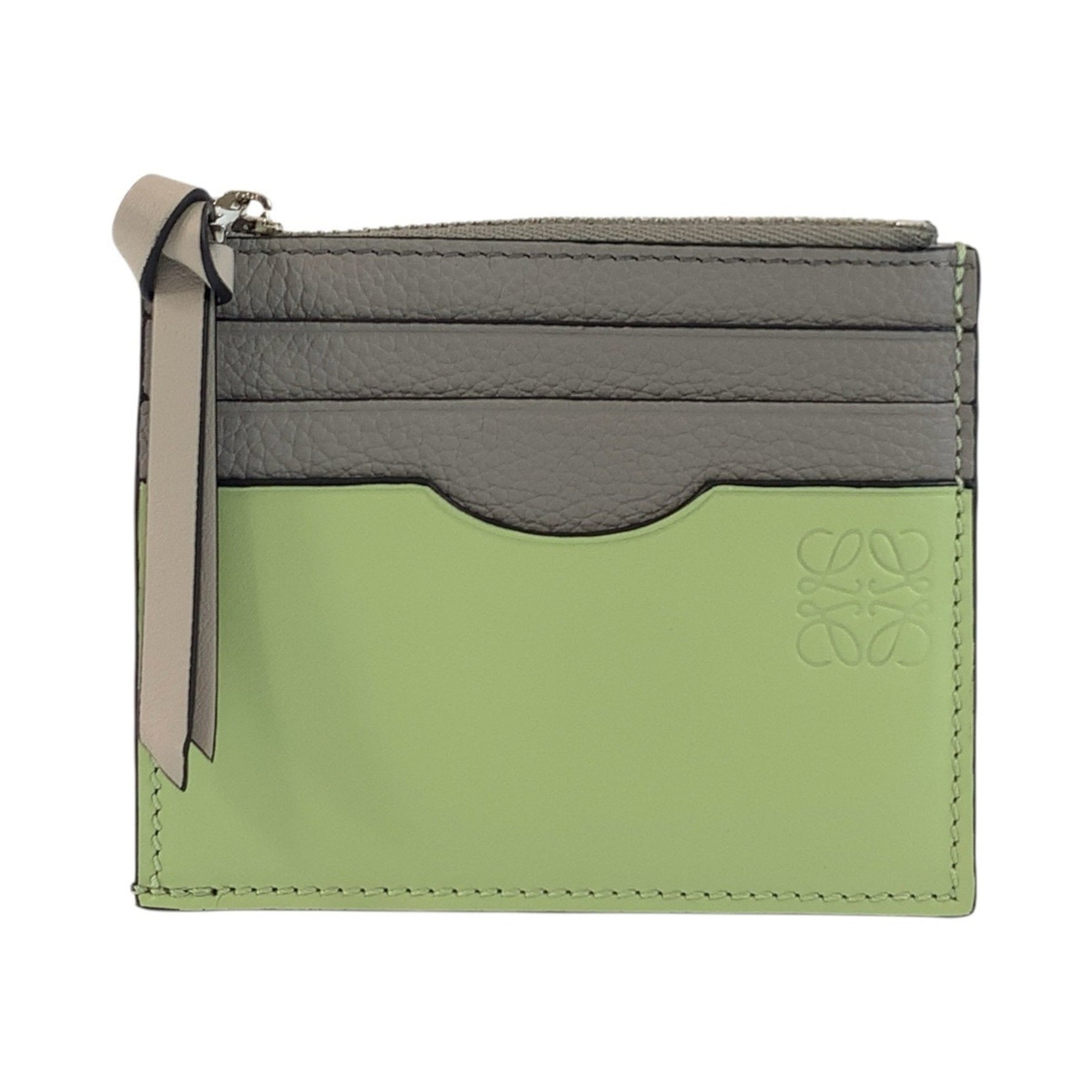 LOEWE Anagram Green/Gray/Silver Hardware Leather Key/Card Holder/Card Case/Coin Case