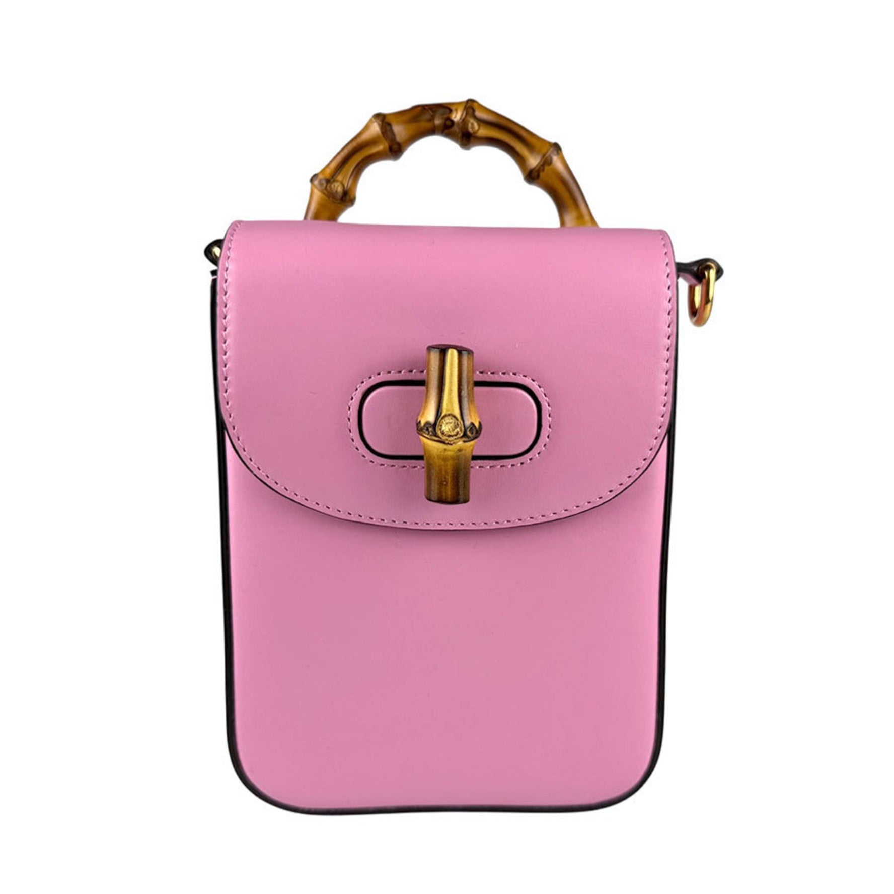 Gucci Bamboo Leather Shoulder Bag, Pink, Women's, z6710