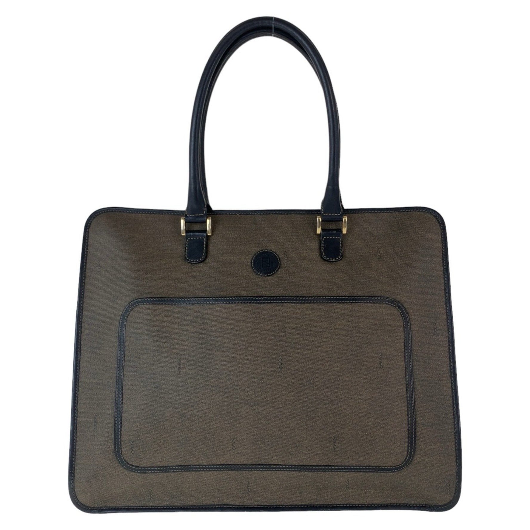FENDI Gold Hardware Leather Business Bag Tote Size