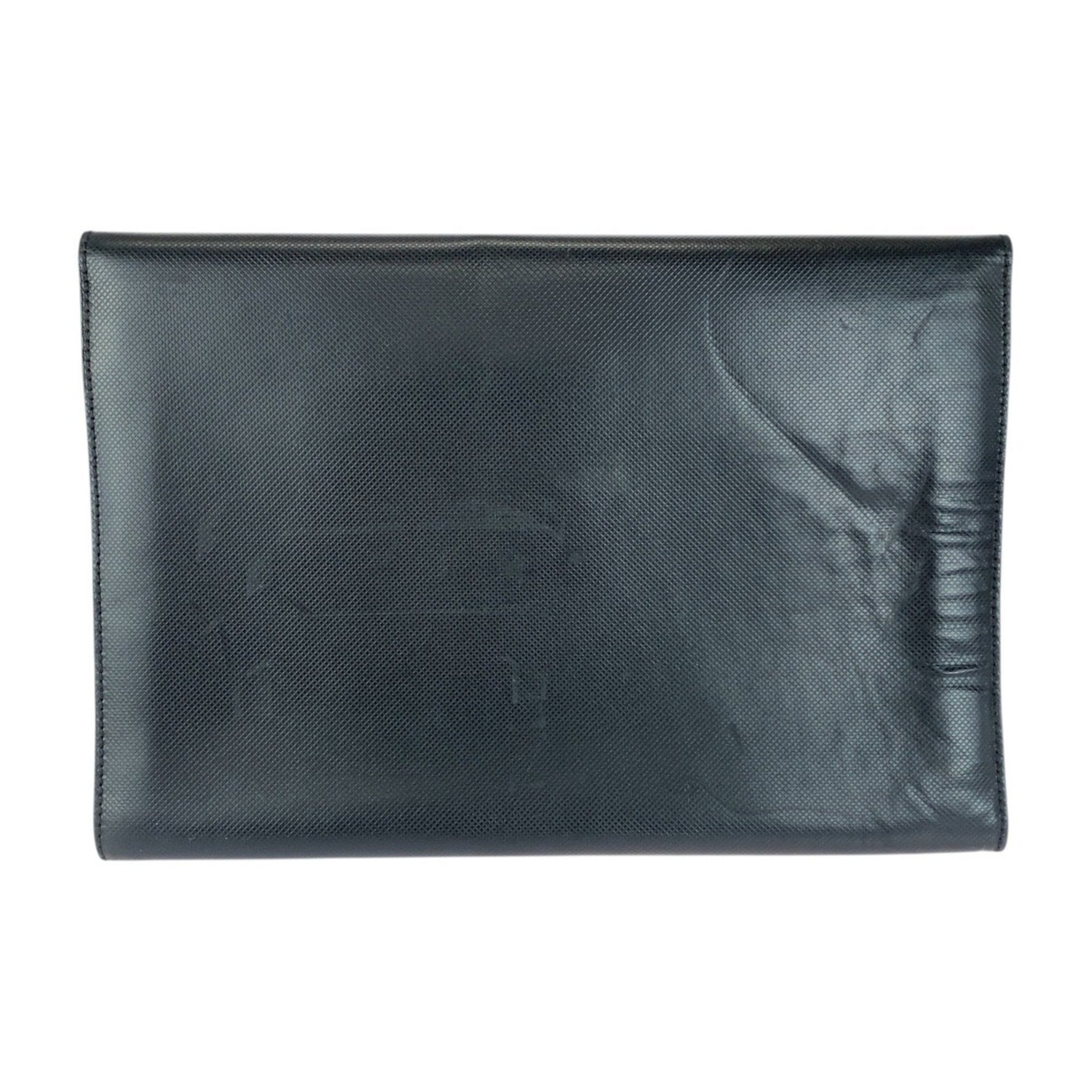 BOTTEGA VENETA Vintage Black Leather Clutch Bag Briefcase