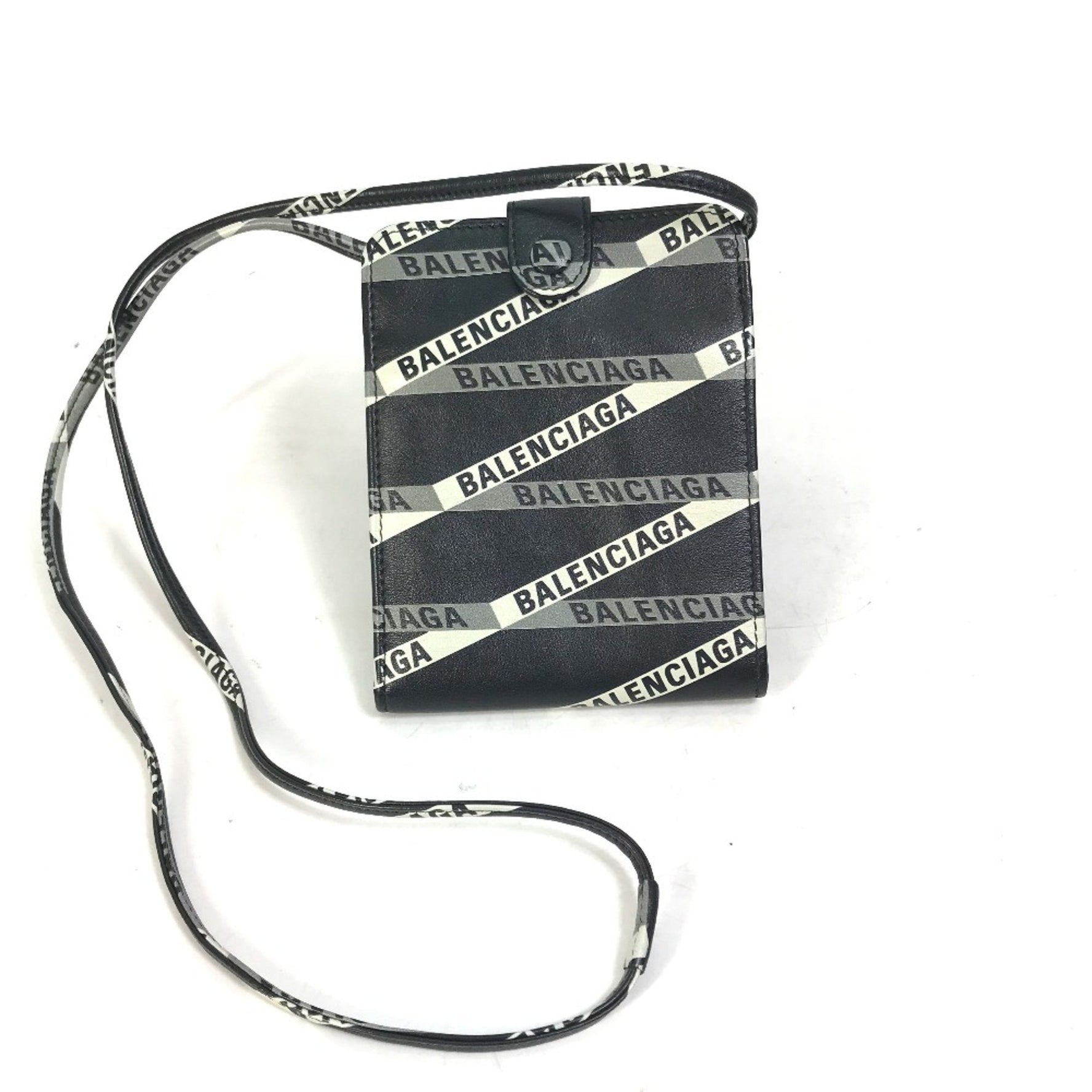 Balenciaga Pouch Pochette Wallet bag logo Shoulder Bag Black White