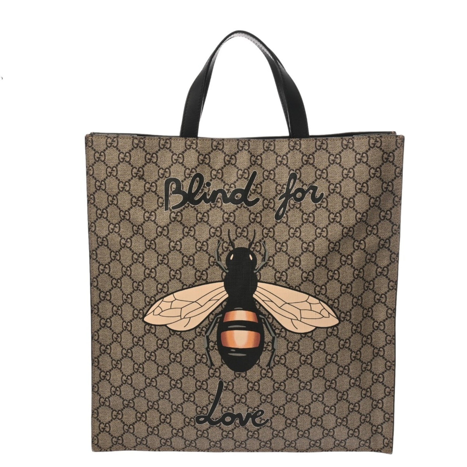 GUCCI GG Supreme Tote Bag, Bee Canvas and Leather Bag