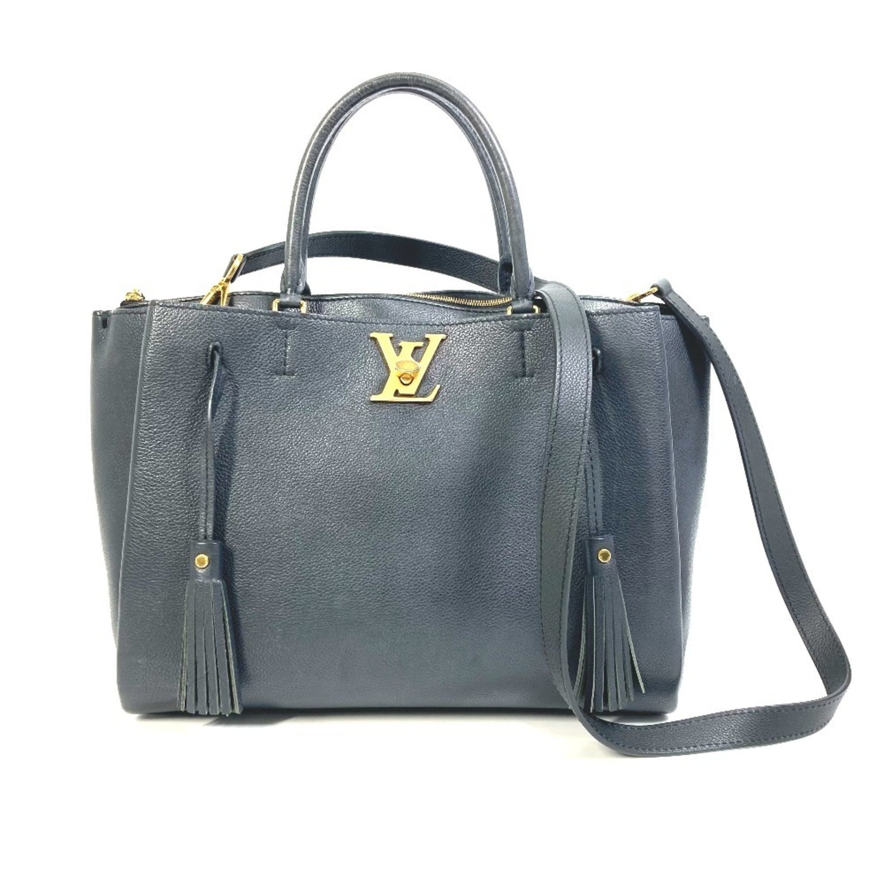 LOUIS VUITTON M54569 Rock Meat 2-Way Tote Bag in Calfskin Leather, Black