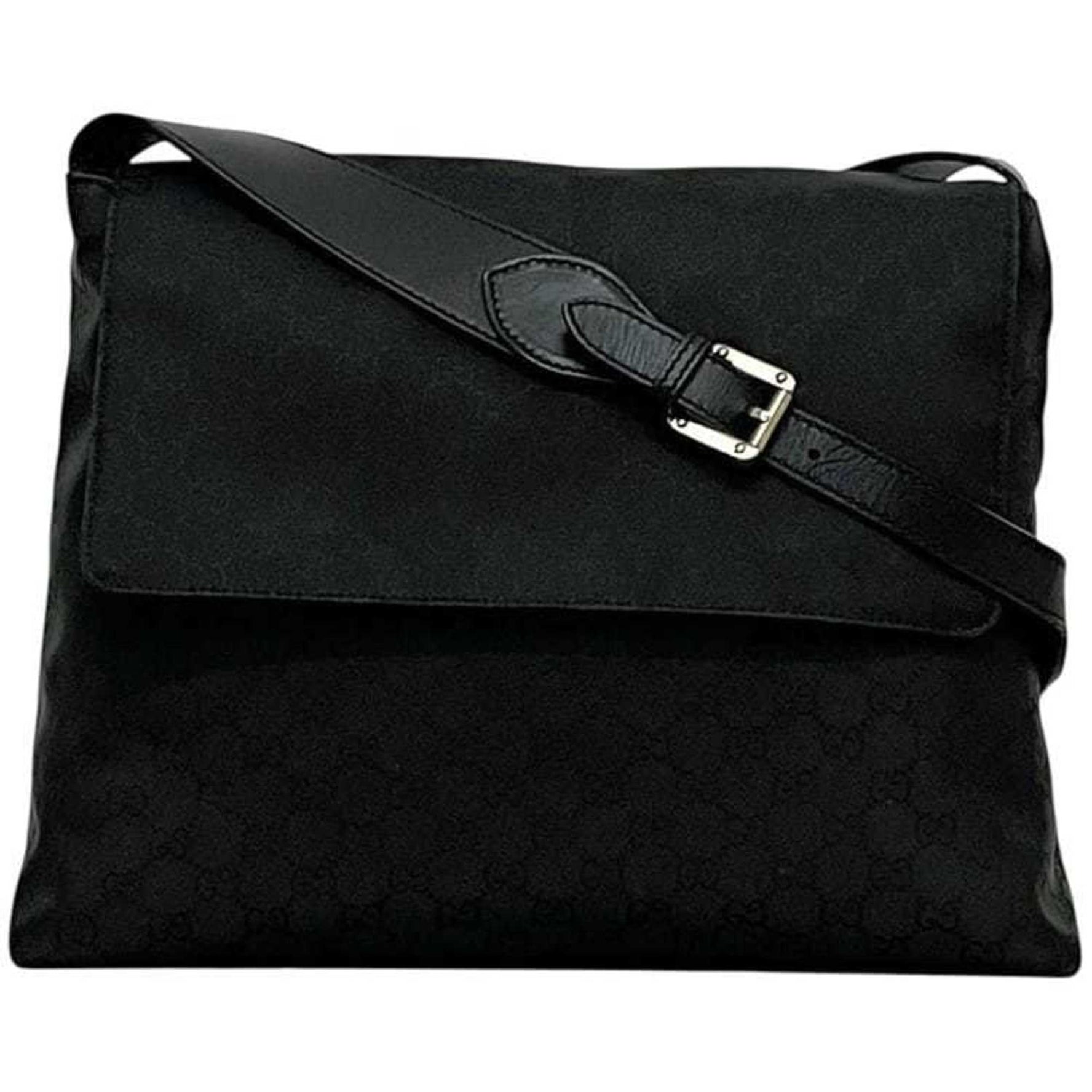 Gucci Shoulder Bag GG Nylon Leather 521753-05 Crossbody Flap Men's