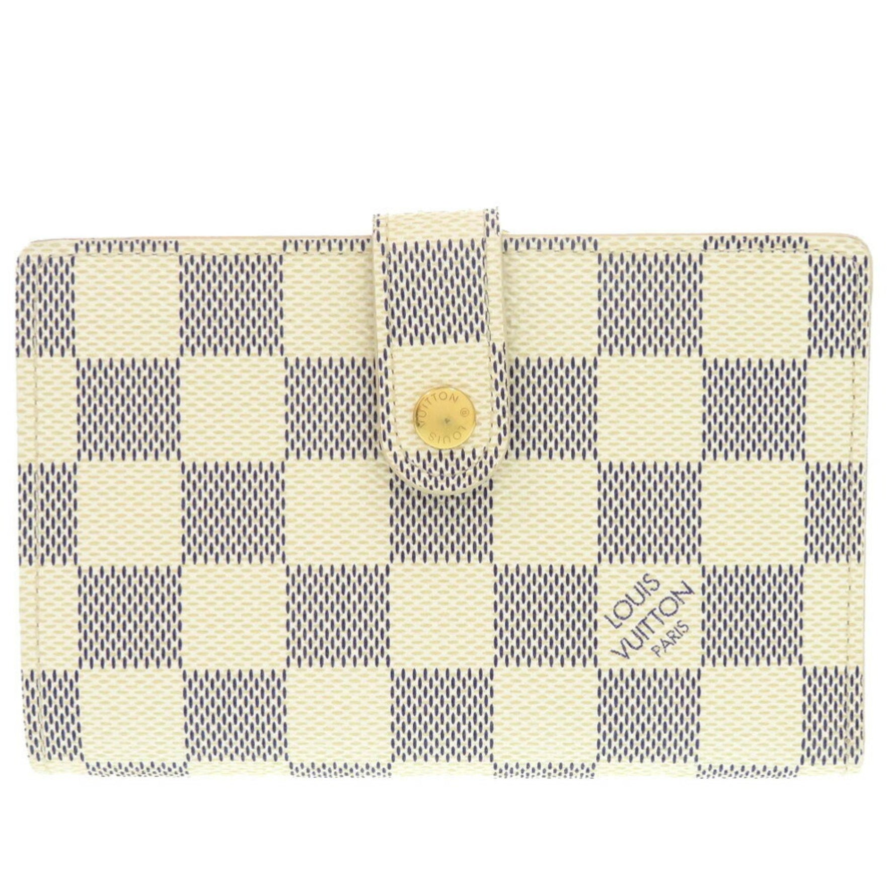 Louis Vuitton Portefeuille Viennois Damier Azur N61676 White Bi-fold Wallet
