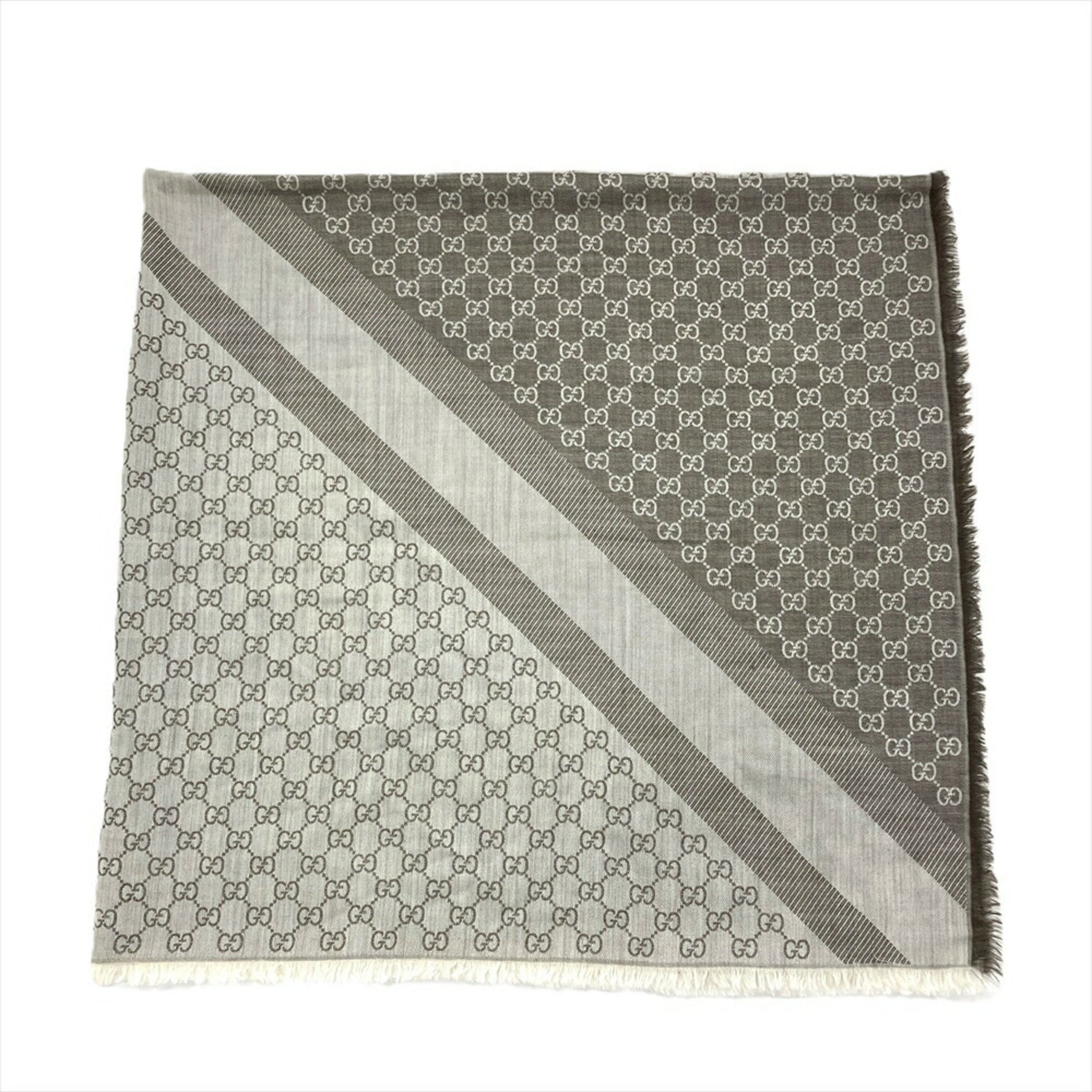 Gucci GG pattern large scarf muffler wool silk brown 140 x cm shawl stole