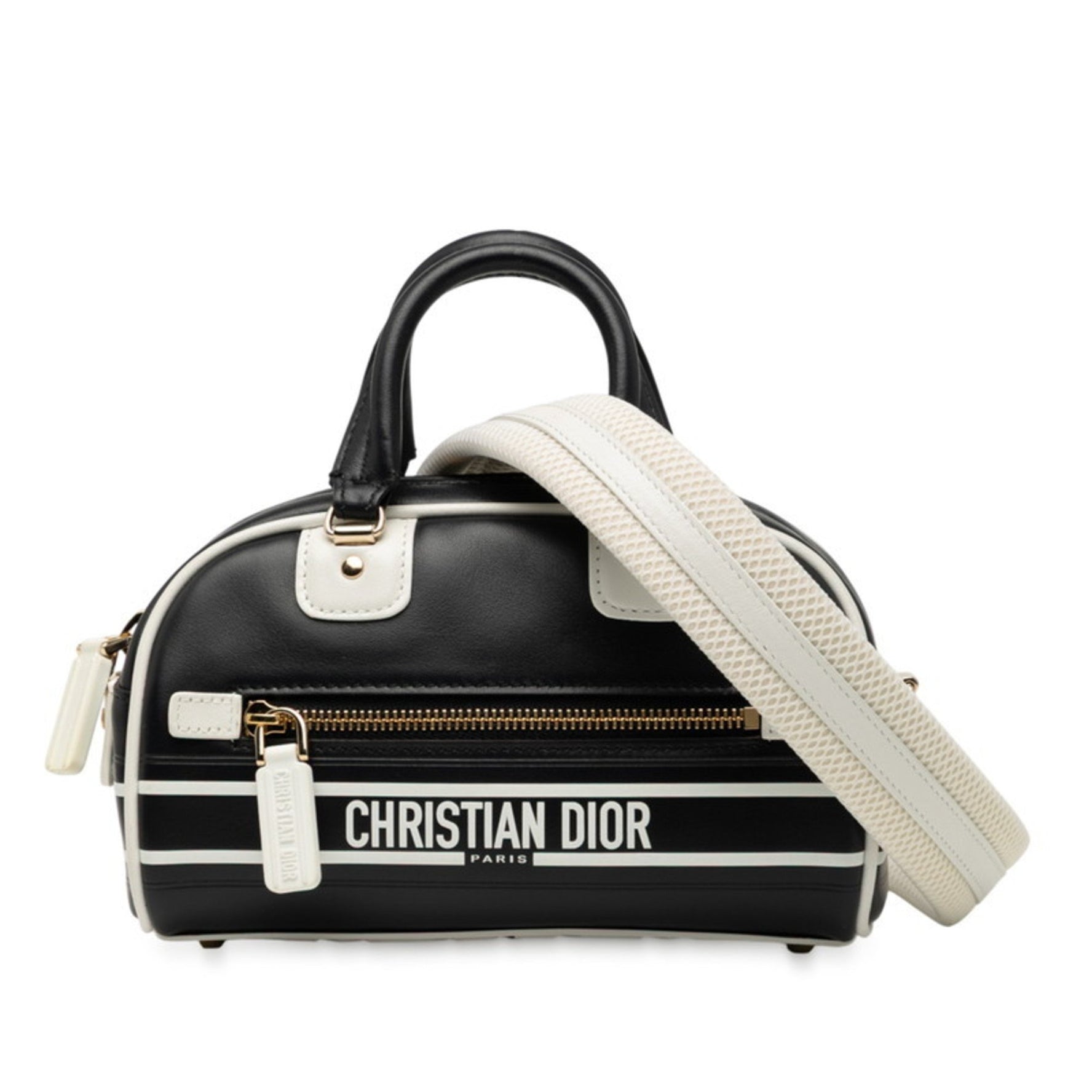 Christian Dior Dior Vibe Mini Bowling Bag, Handbag/Shoulder Black/White Leather