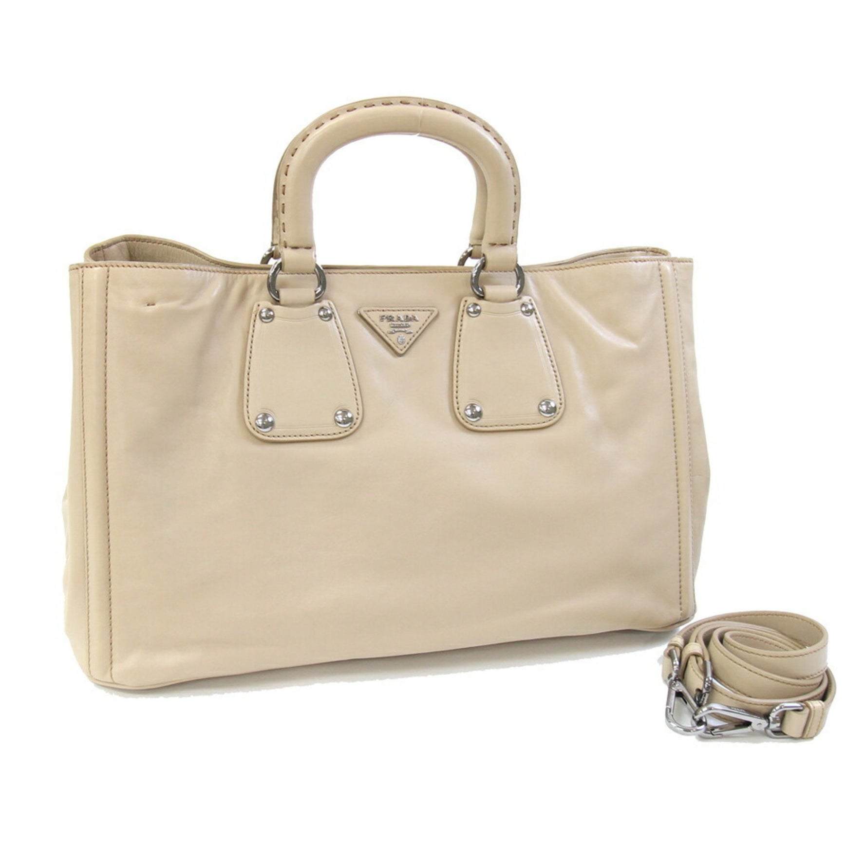 Prada Handbag Beige Leather Shoulder Bag/Hand Tote