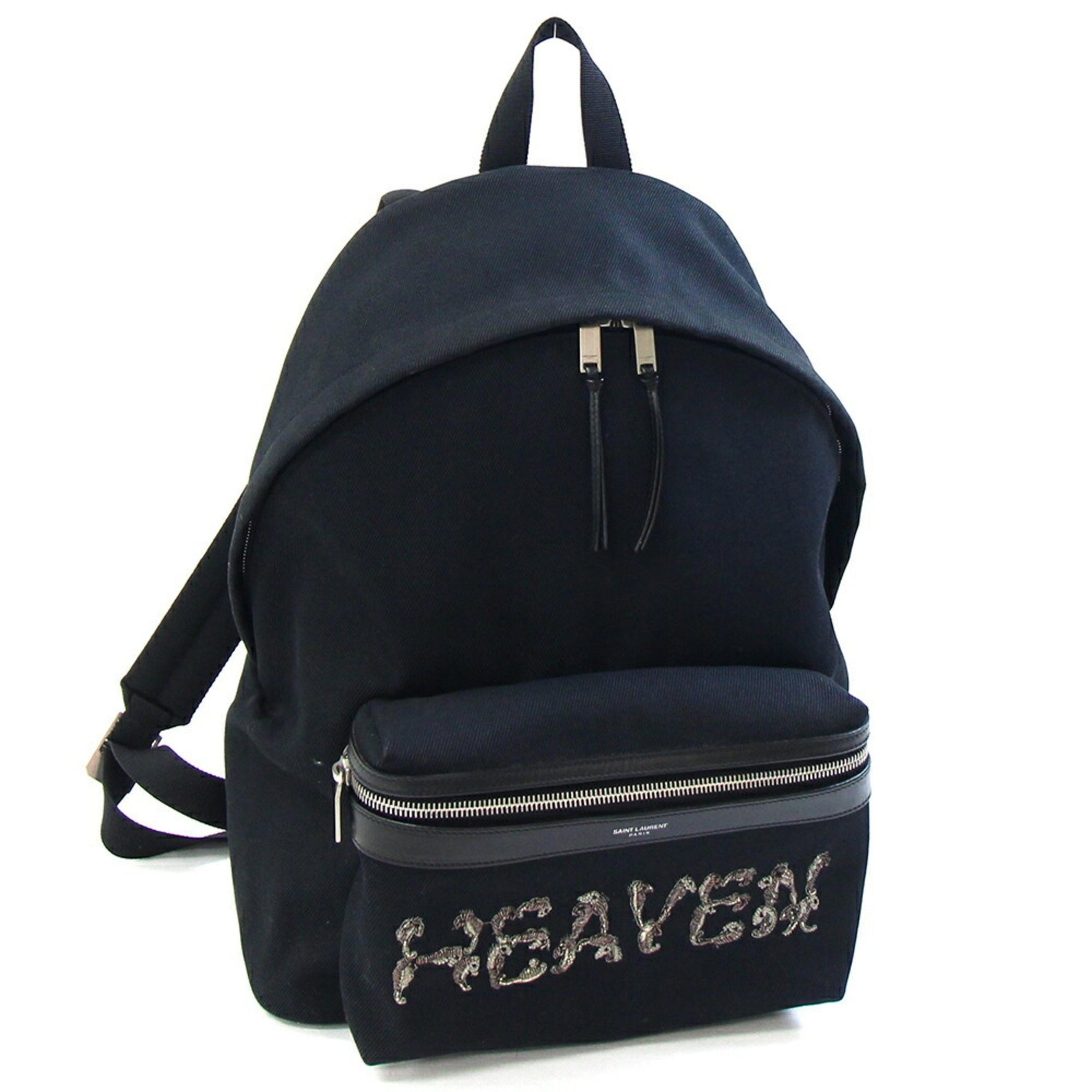 Saint Laurent Backpack Black Canvas Leather Day Bag Men's SAINT LAURENT