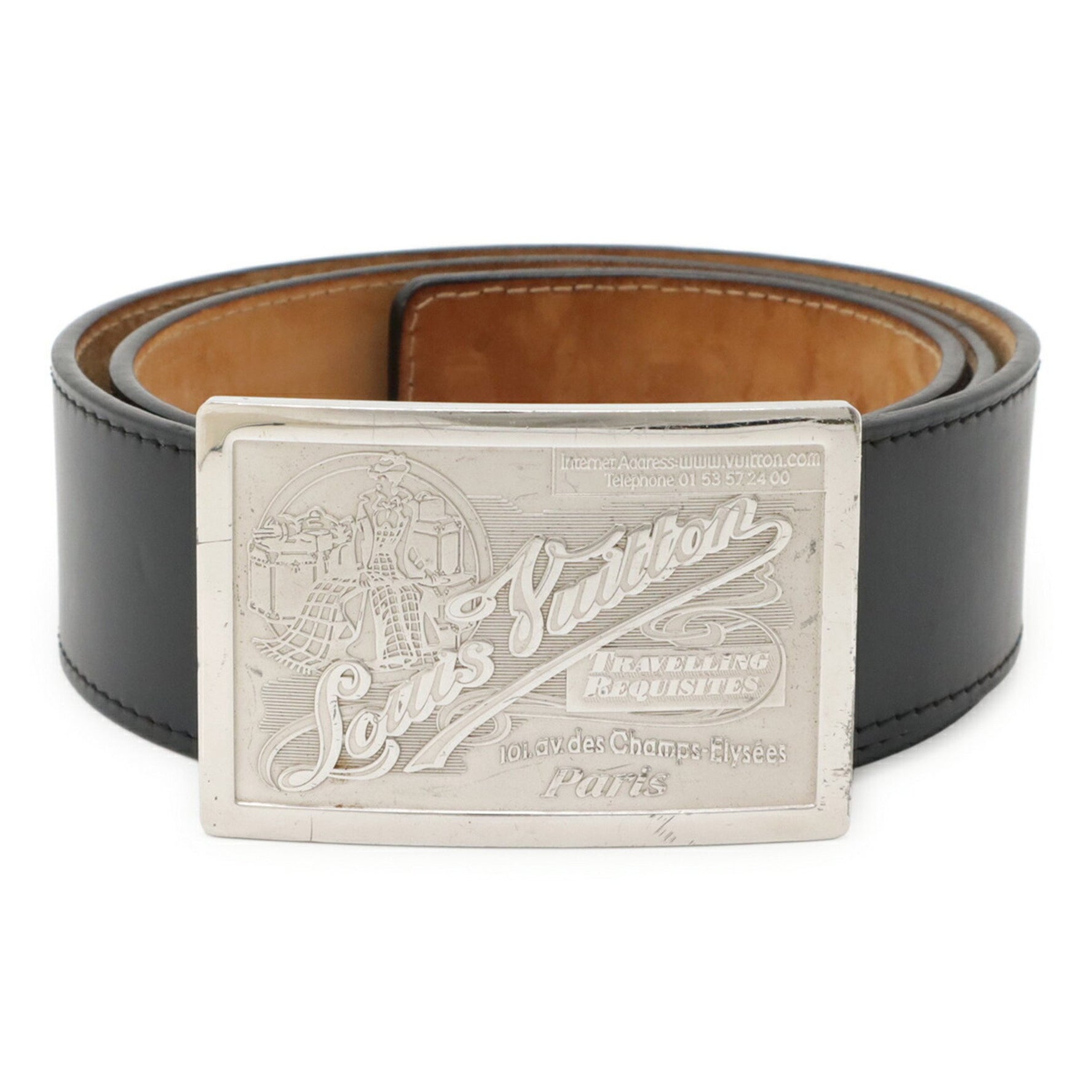 LOUIS VUITTON Santur Jeans Belt, Leather, #90