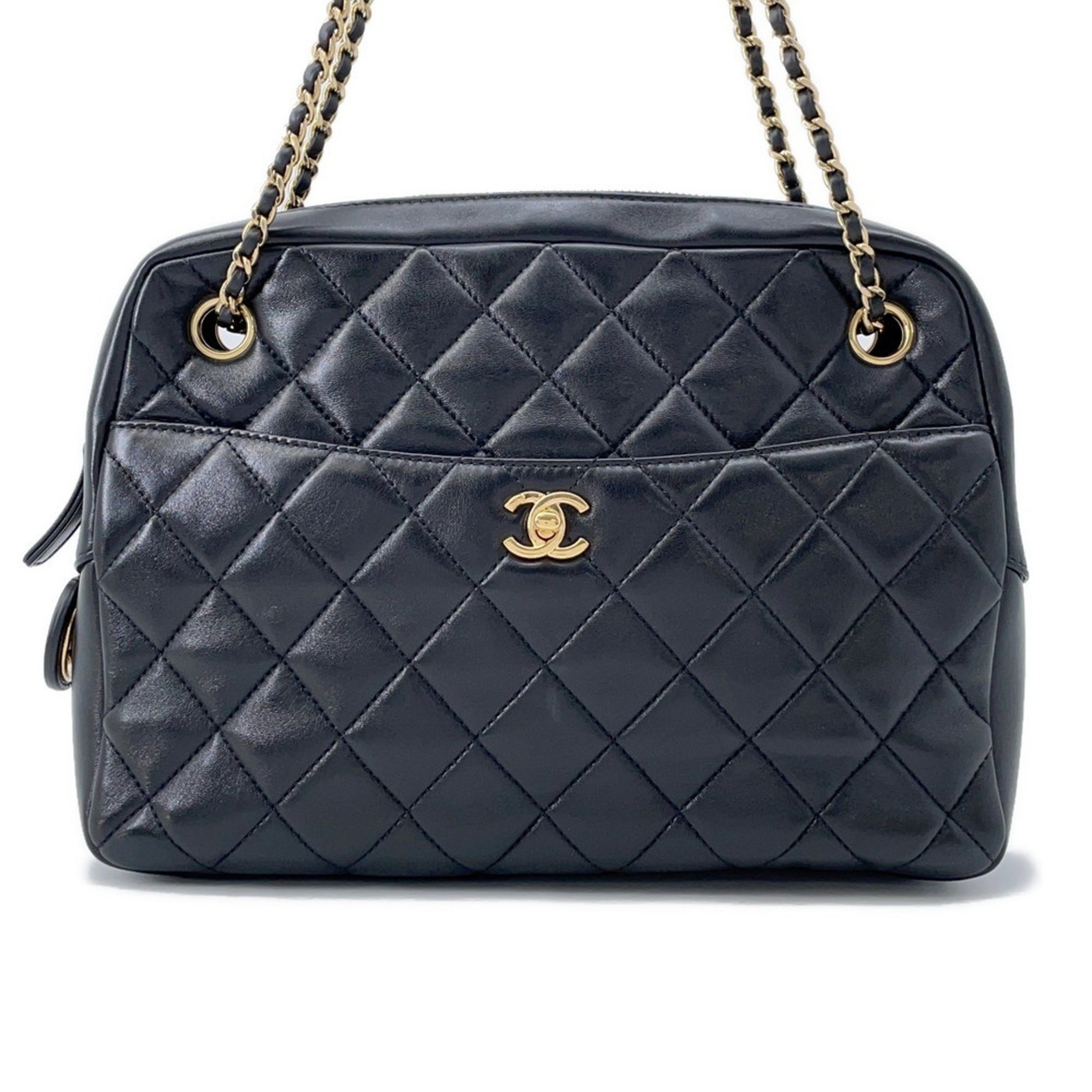 Chanel Chain Shoulder Bag Coco Mark Matelasse Camera Case Lambskin AS5181 CHANEL Black