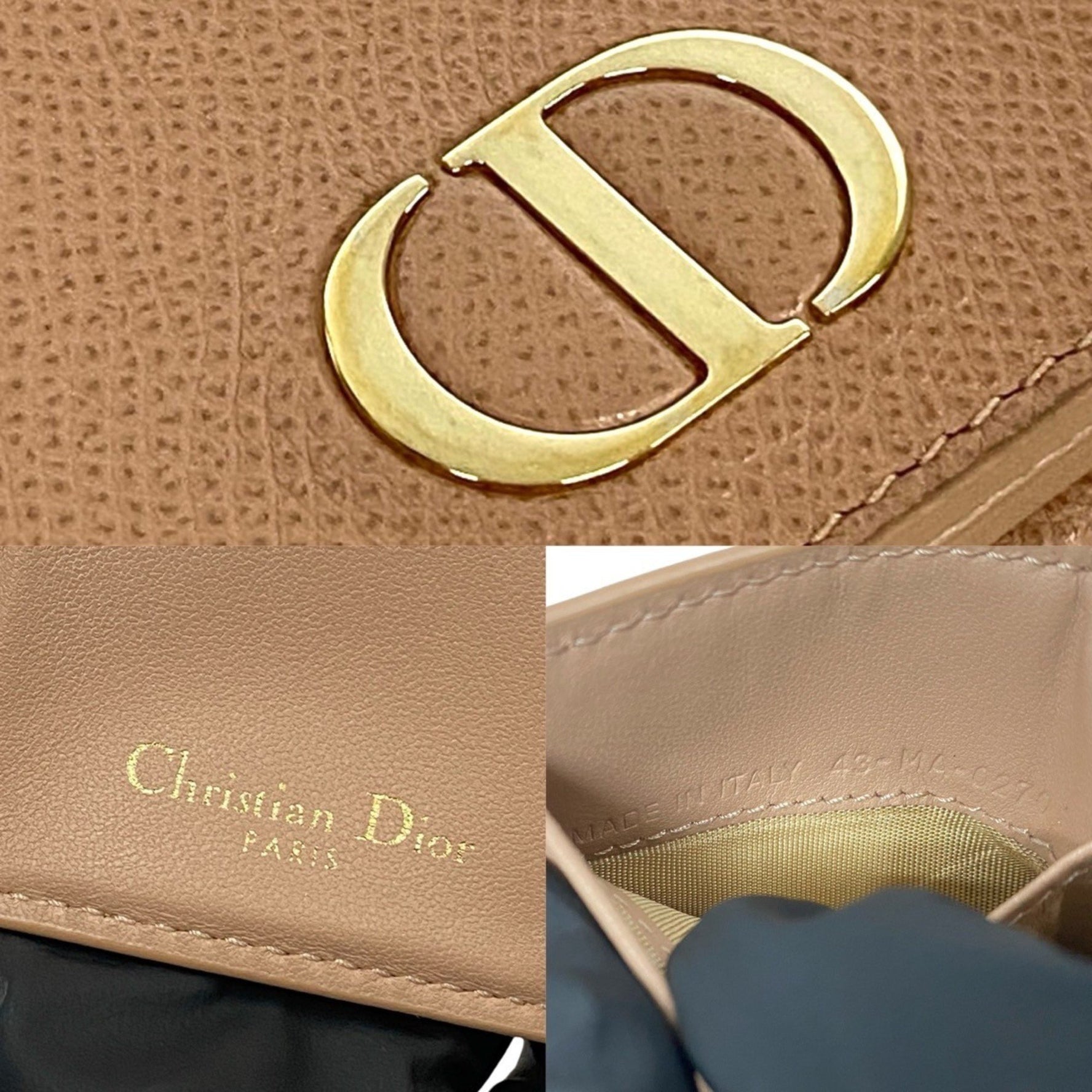 Christian Dior Lotus Wallet CD logo hardware leather tri-fold wallet with coin purse and bill compartment