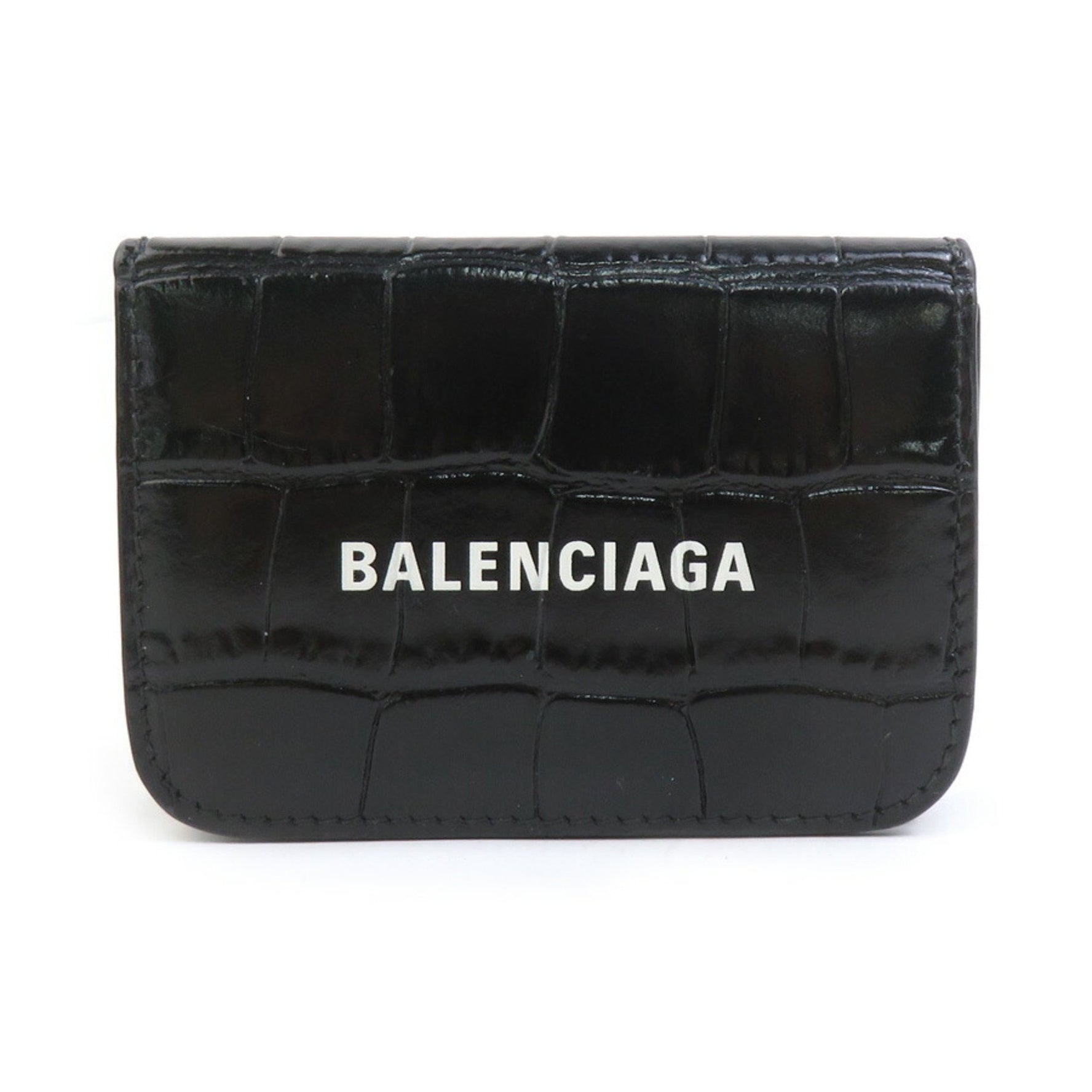 Balenciaga Tri-fold Wallet Embossed Leather Men's