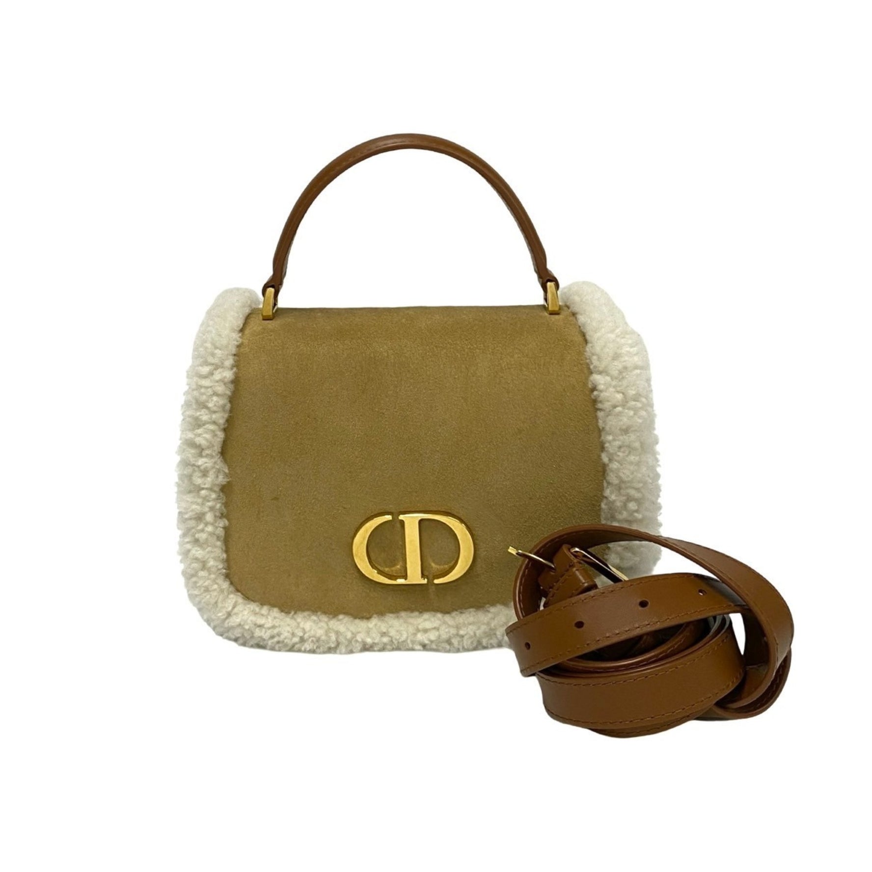 Christian Dior 30 Montaigne Avenue Mouton and Suede Shoulder Bag/Handbag