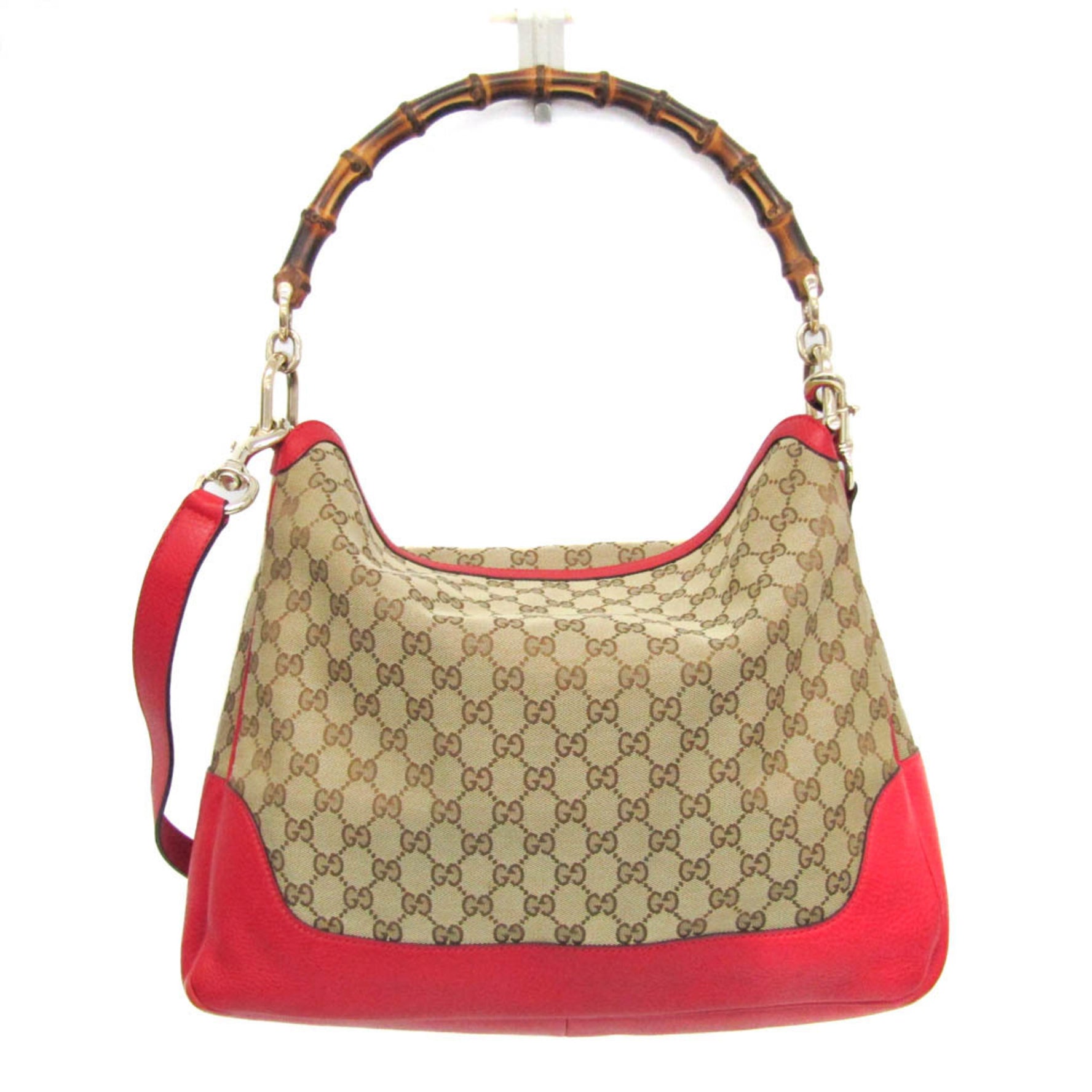 Gucci Bamboo Leather,GG Canvas Shoulder Bag,Tote Bag Beige,Brown,Red Color