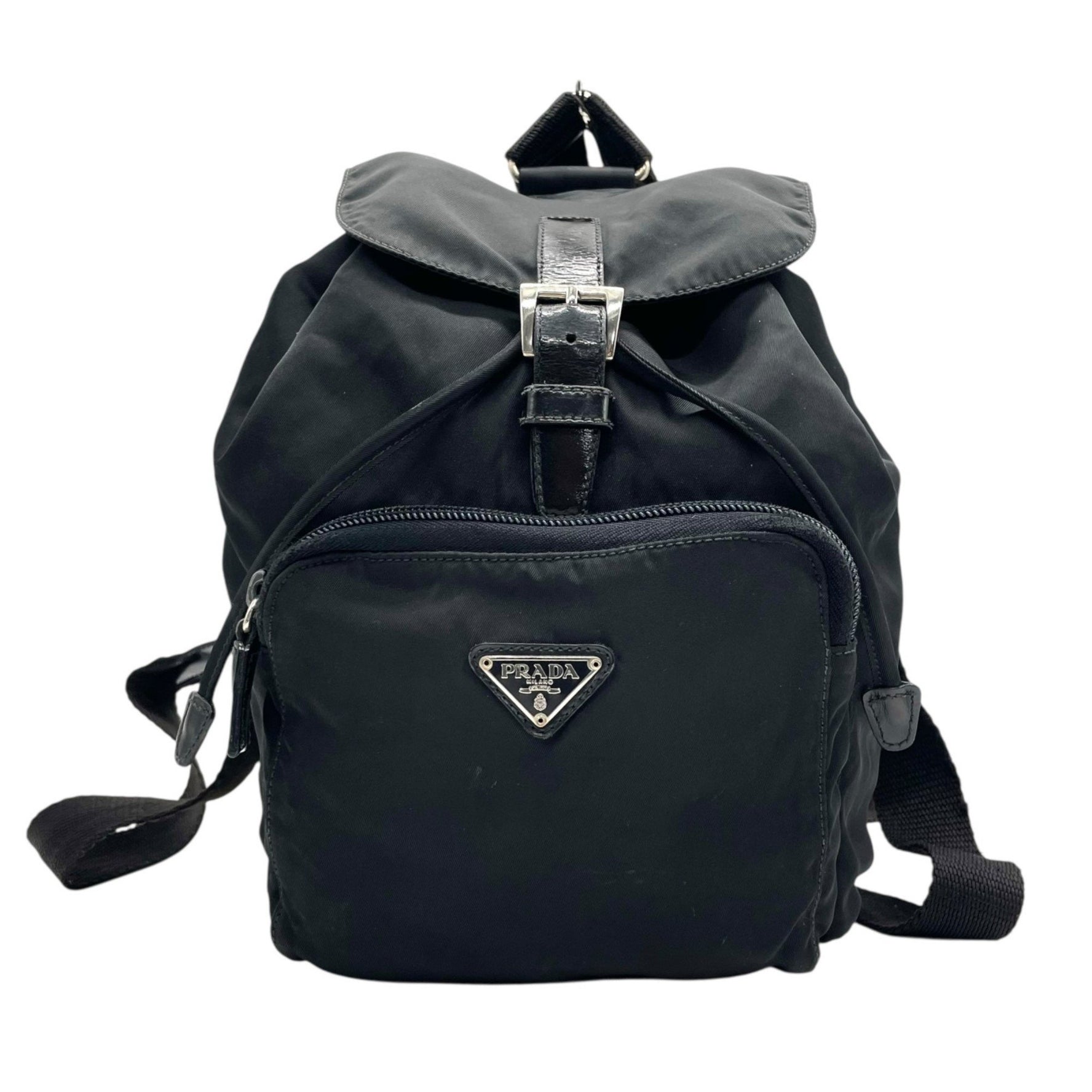 Prada nylon backpack in with leather and triangle logo