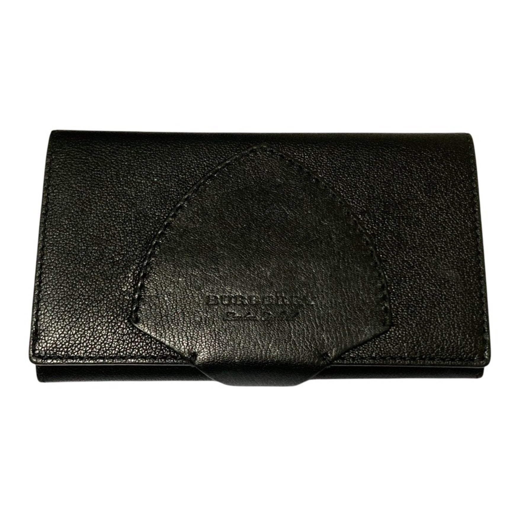 BURBERRY Leather Long Wallet, Bi-fold Black x Yellow, Bicolor, Men's, Women's