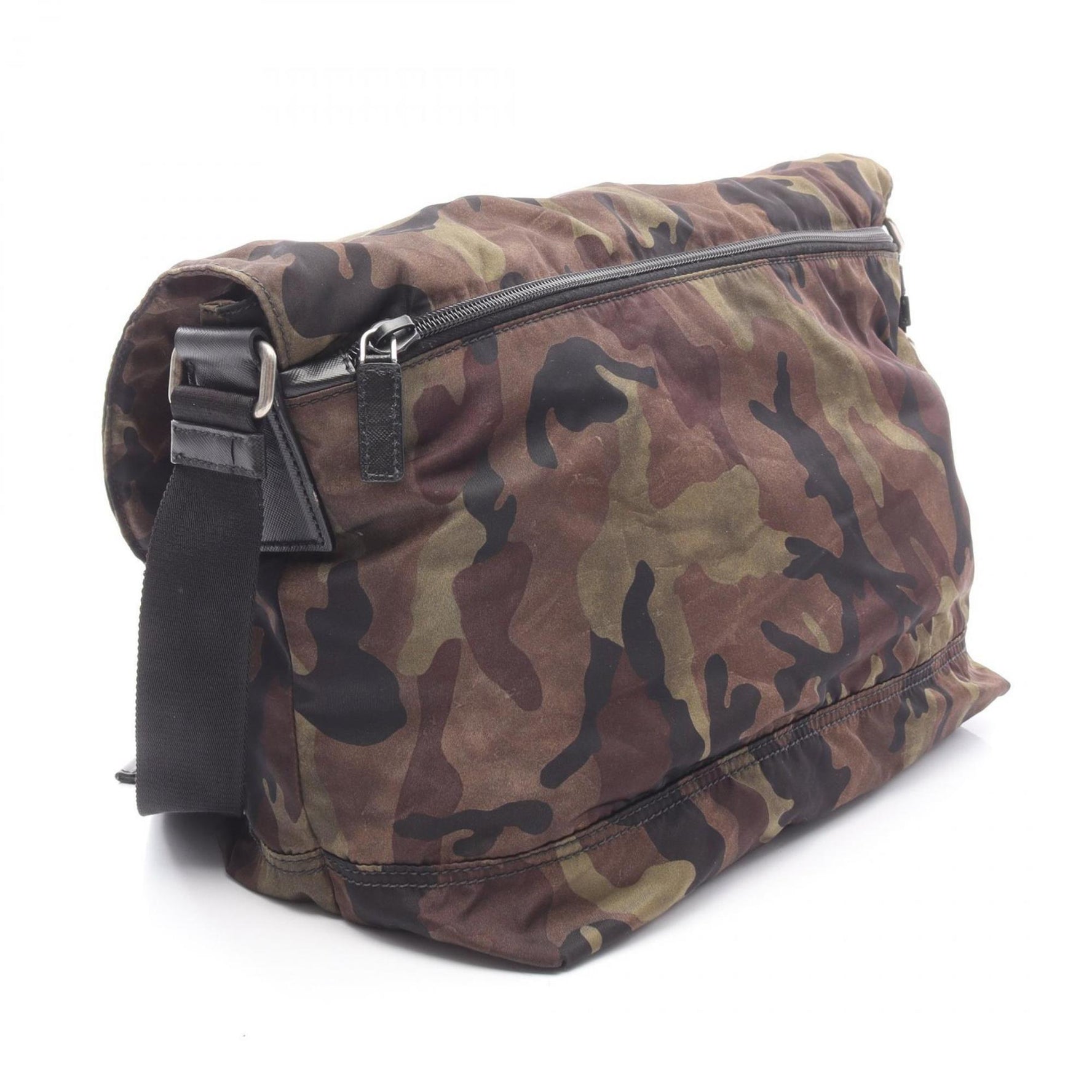 Prada Nylon Shoulder Bag in Khaki, Brown, and Black