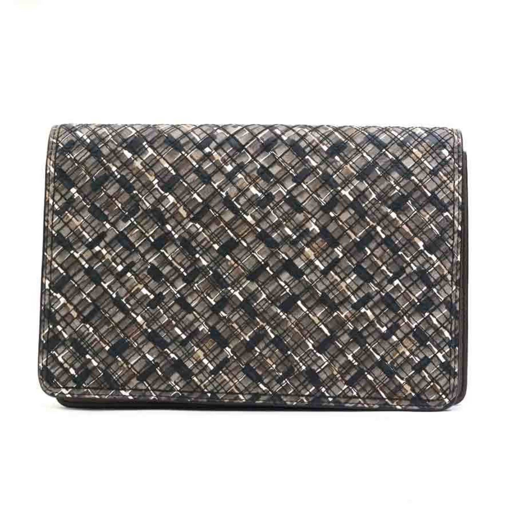 Bottega Veneta clutch bag in intrecciato leather black and brown women