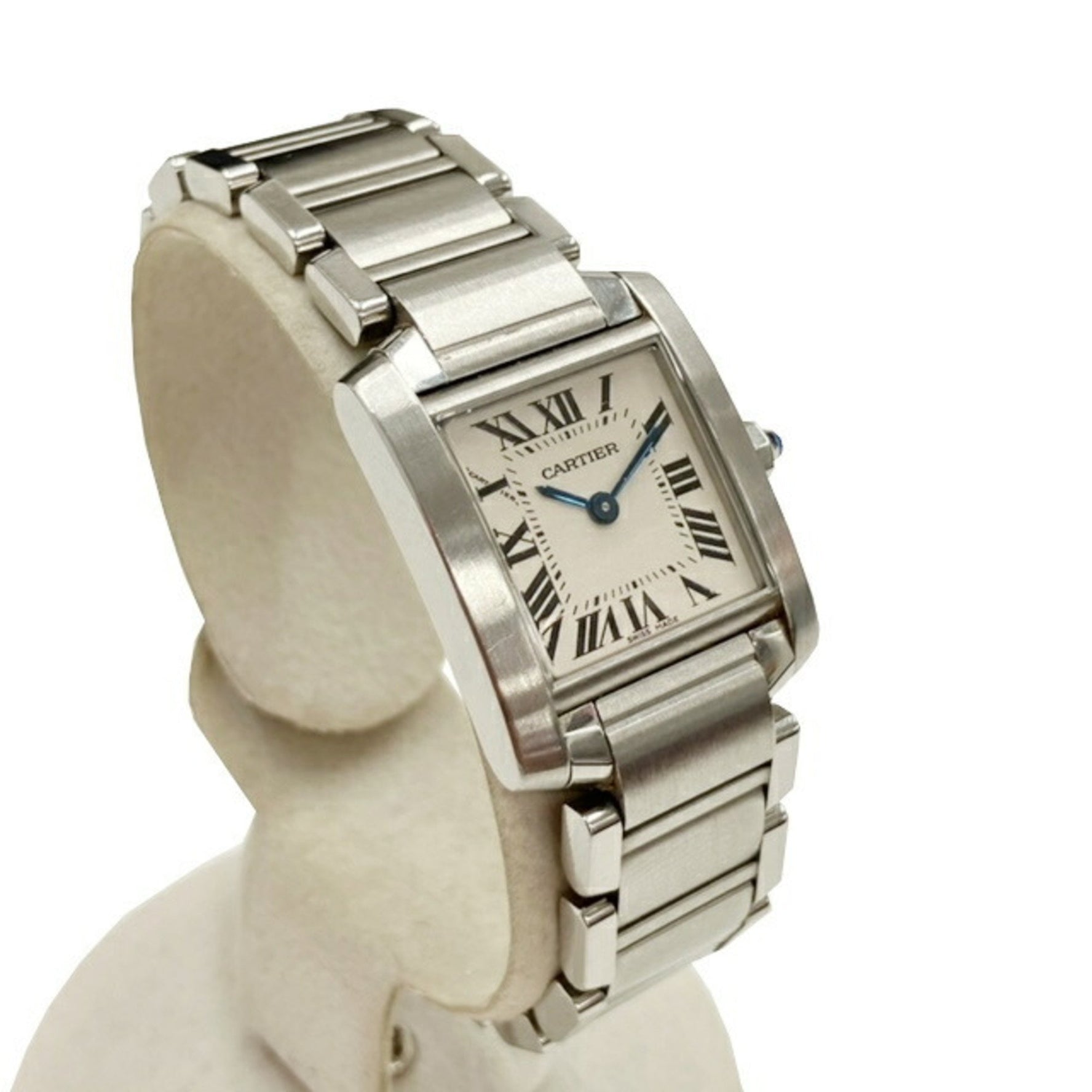 Cartier Tank Francaise SM SS Stainless Steel Quartz Ladies Watch White Dial