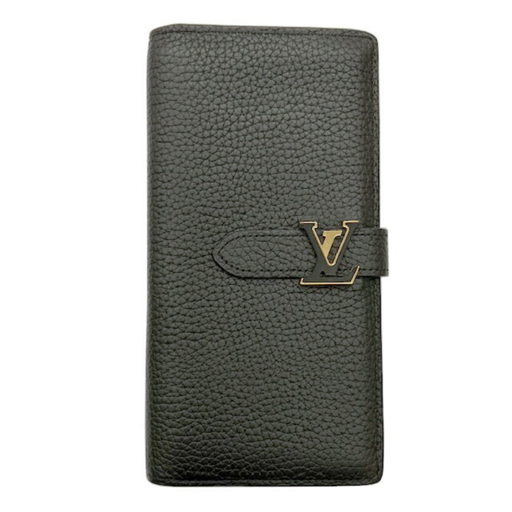 Louis Vuitton LV Vertical Wallet RFID Noir Bi-fold Long Purse Taurillon Leather Black Men's