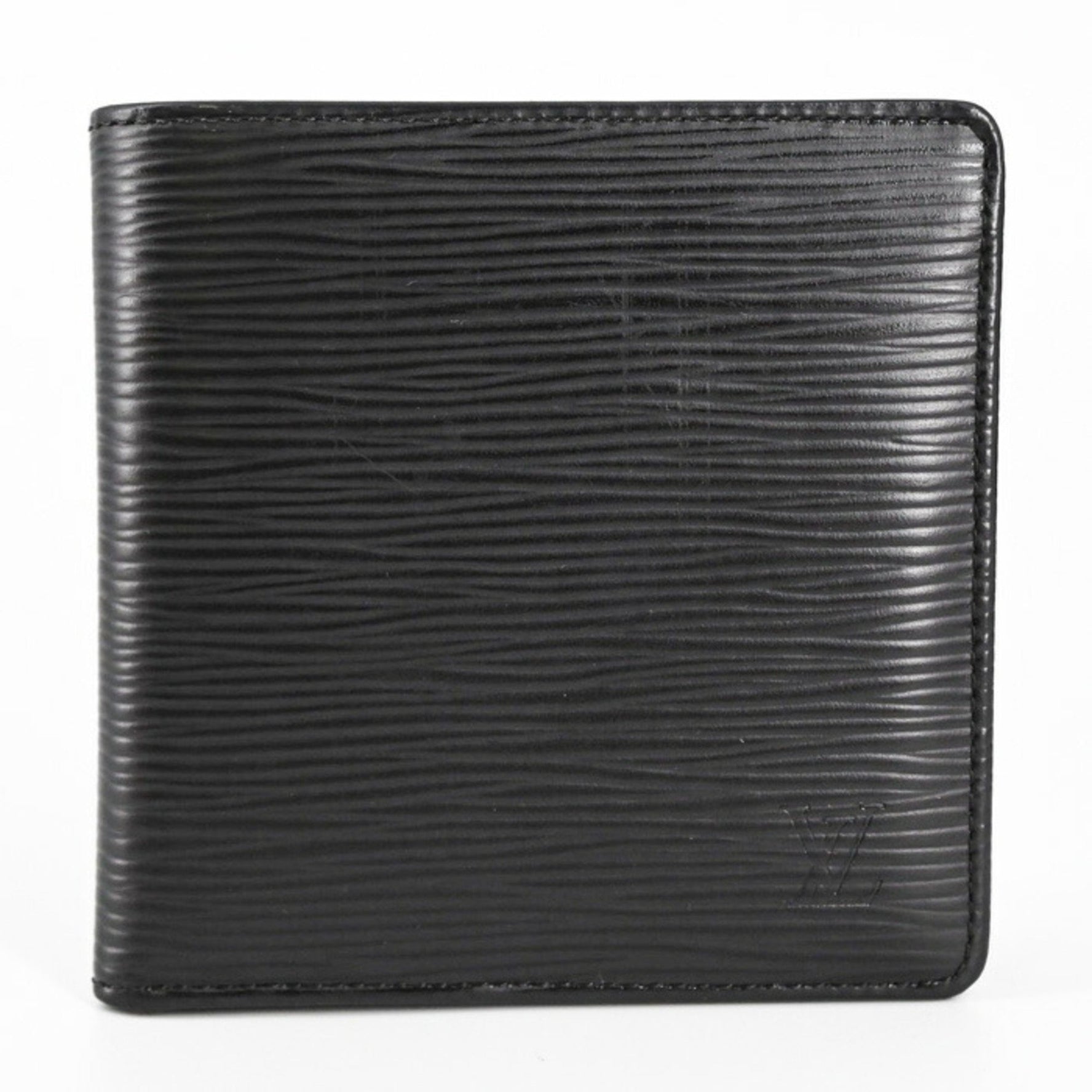 Louis Vuitton Epi Portefeuille Marco Bifold Wallet in Noir Black with Initials