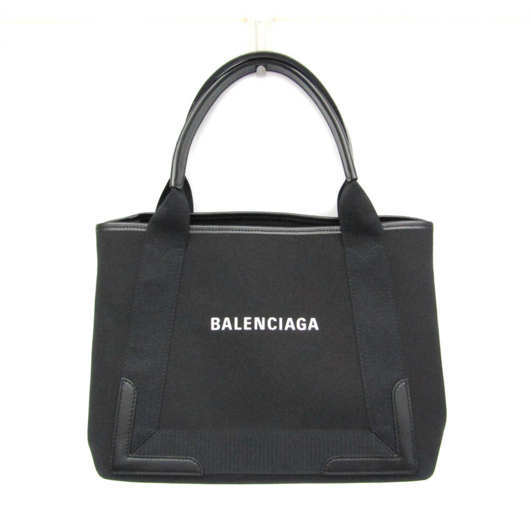 Balenciaga Navy Cabas S Men,Women Canvas,Leather Handbag,Tote Bag Black